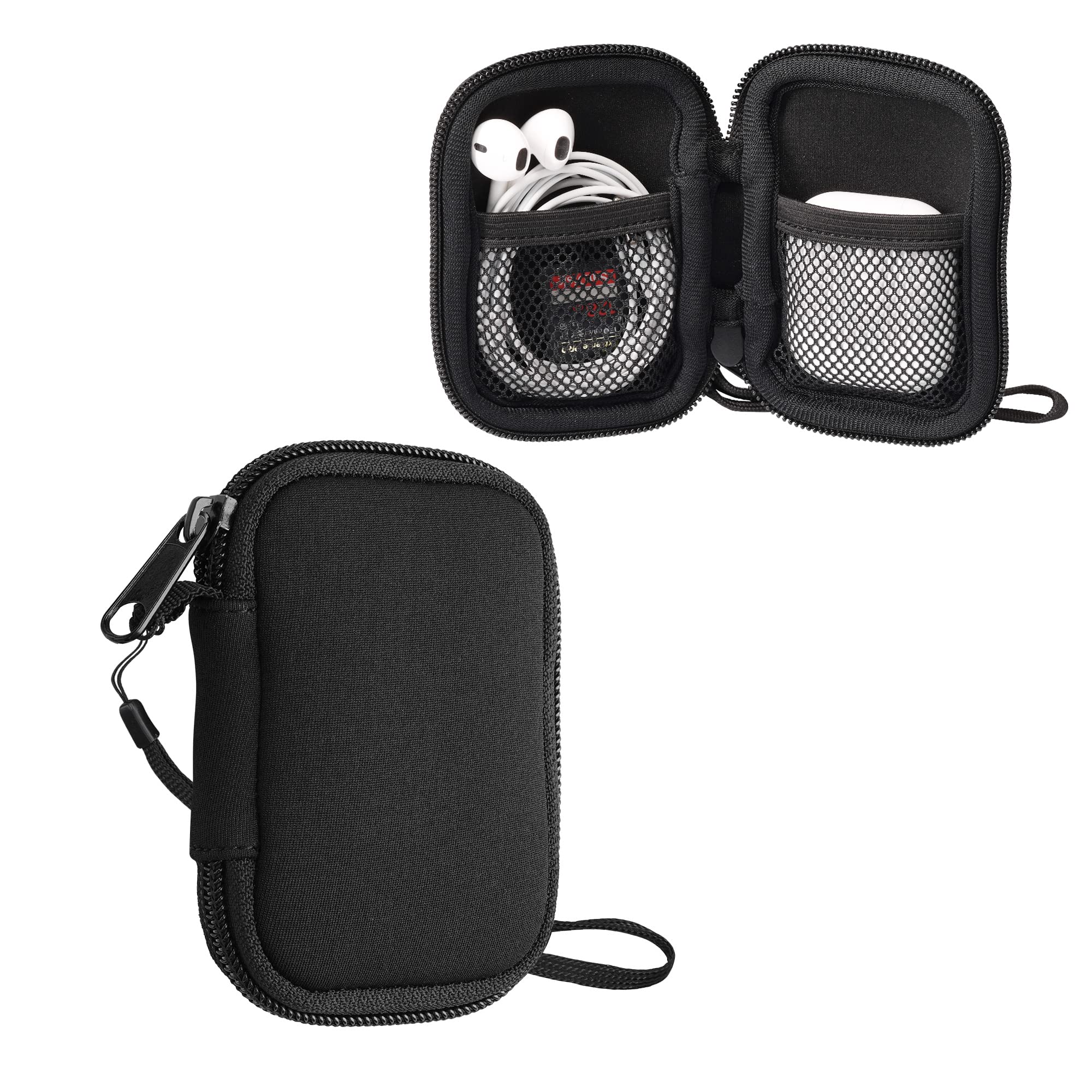 kwmobile In-Ear Headphones Case - Neoprene Earphone Case Pouch, 6 x 9 cm, Black