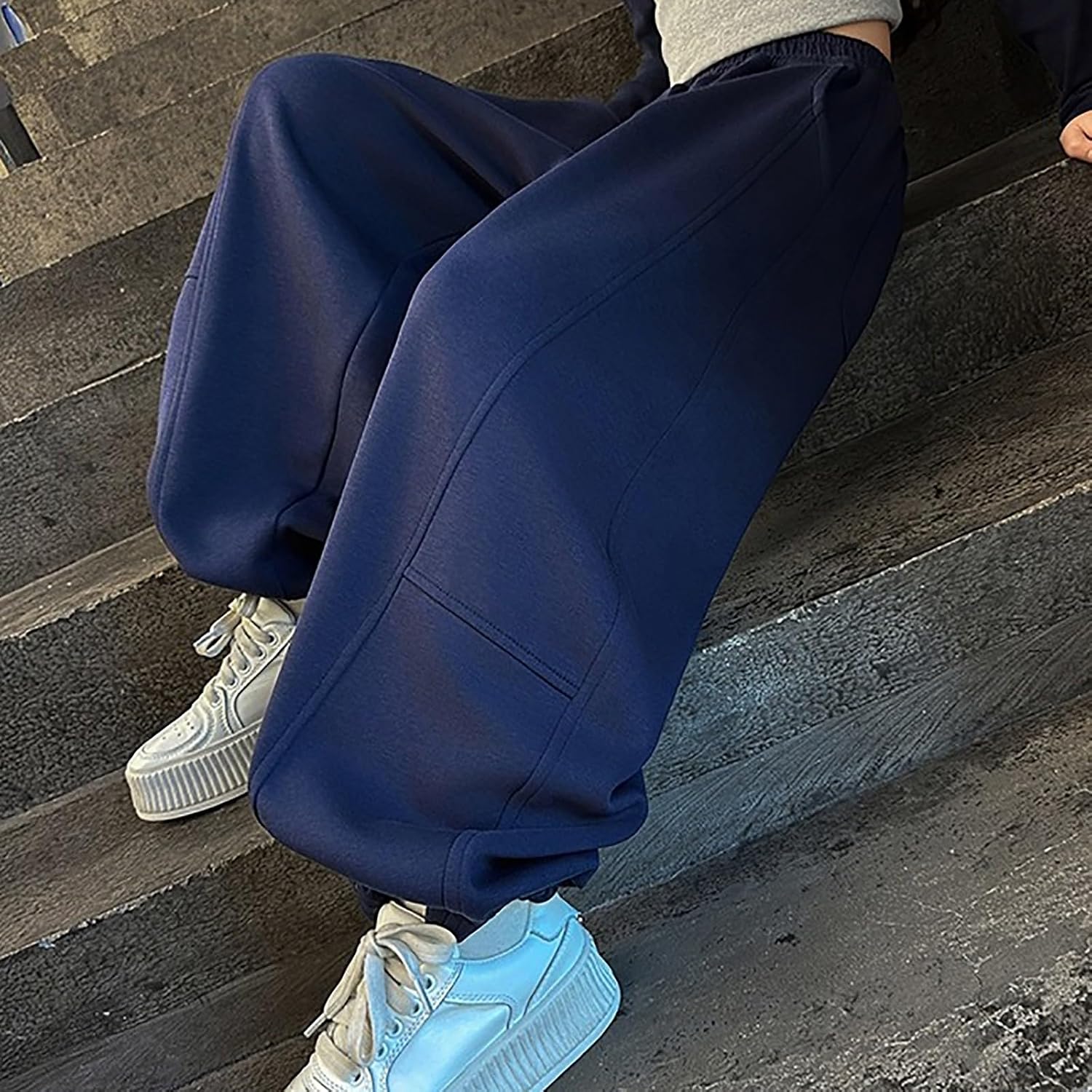 Wide Leg Sweatpants for Girls Baggy Drawstring Athletic Pants Teen Casual Joggers Elastic Waist Trousers with Pockets