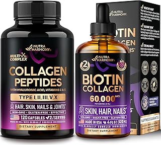 NUTRAHARMONY Multi Collagen Capsules & Liquid Biotin, Collagen Drops