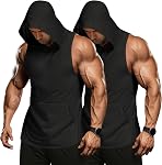 COOFANDY Men's 2 Pack Hooded Workout Tank Tops Sleeveless Gym Muscle Hoodies Cut Off Shirts Bodybuilding
