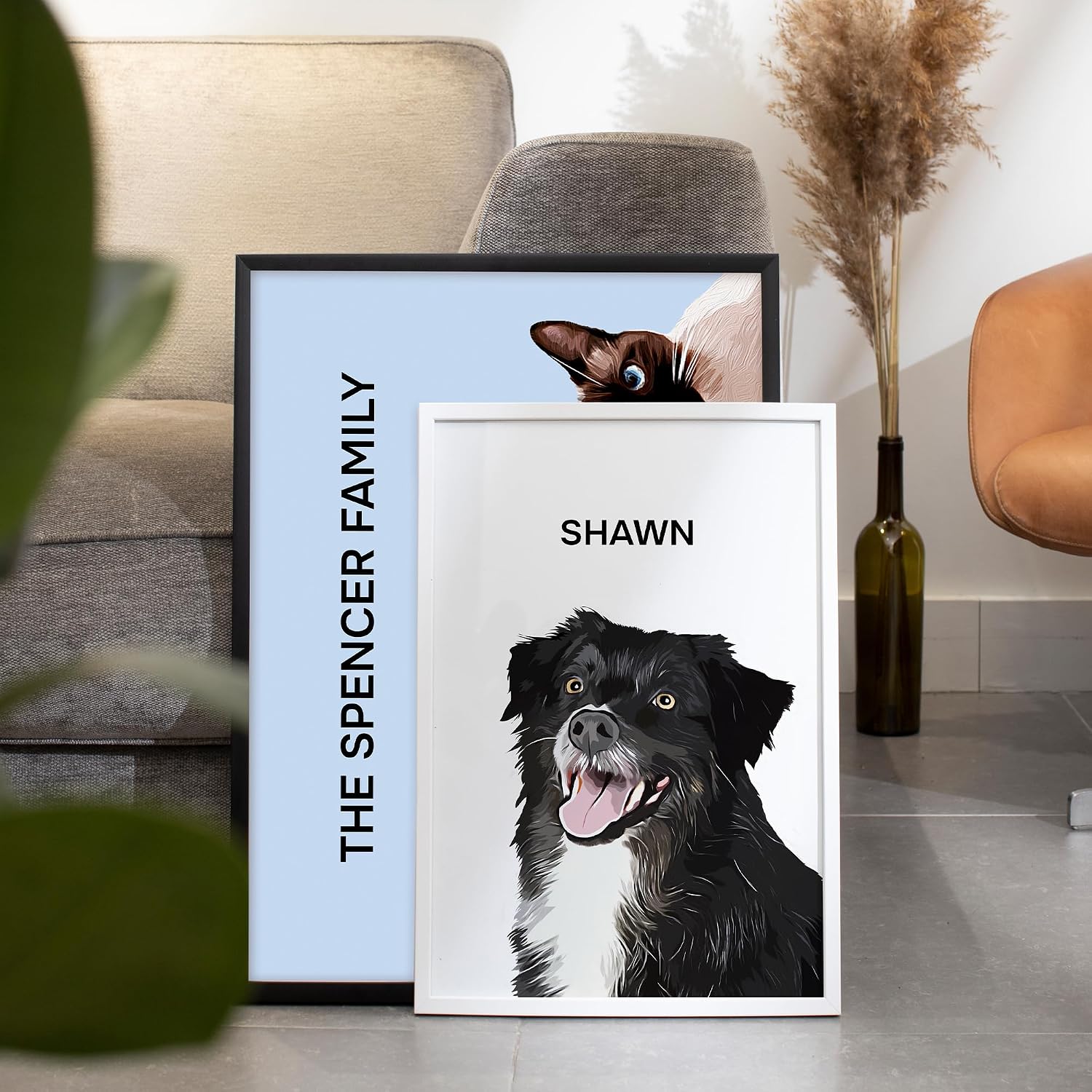 Mia Bellini Custom Pet Portrait - Colored Dog & Cat Painting, Personalized Memorial Gift, Wall Art for Home Decoration