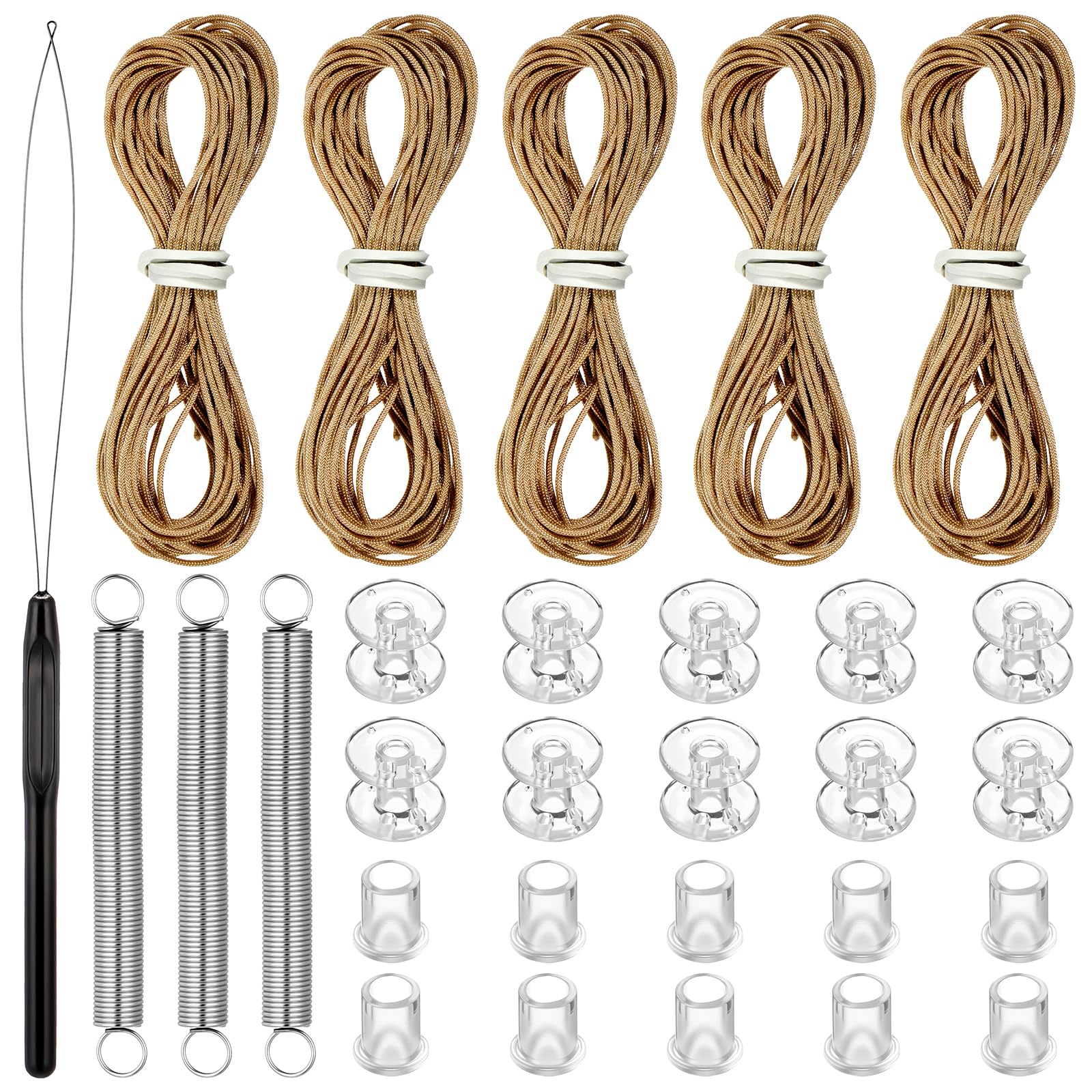 RV Pleaded Shade Repair Kit RV Window Shade Restring Kit Camper Window Stick Day Night Blind Repair Kits Eggshell Replacement Tool with Wire Restring (Brown)