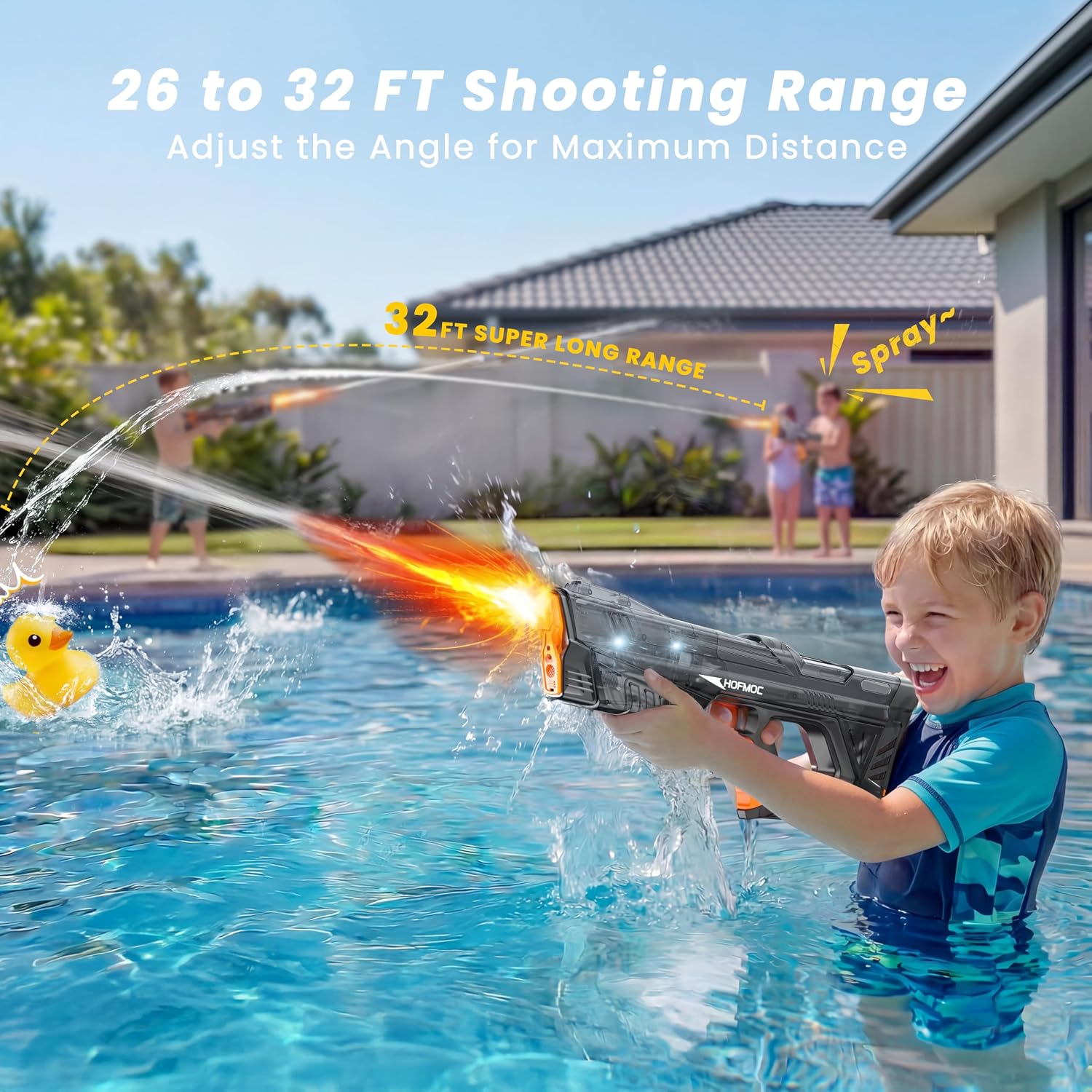 Electric Water Guns for Adults and Kids, 2-Pack Water Blaster for Outdoor Pool Toys, IPX6 Waterproof Squirt Gun, Comes with 4 Batteries, Summer Toys for Beach & Backyard