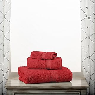 Superior Madison Egyptian Cotton Pile 3 Piece Towel Set, Includes 1 Bath, 1 Hand, 1 Face Towel/Washcloth, Heavyweight, Spa, Resort, Ultra Soft Luxury Towels, Thick Plush Essentials, Red