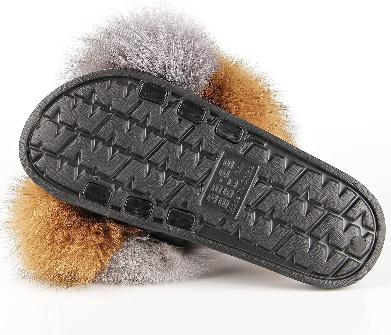 Women's Real Fox Fur Slides, Open-Toe Sandals, Indoor and Outdoor Non-Slip Slippers, Soft Pompom - Image 9