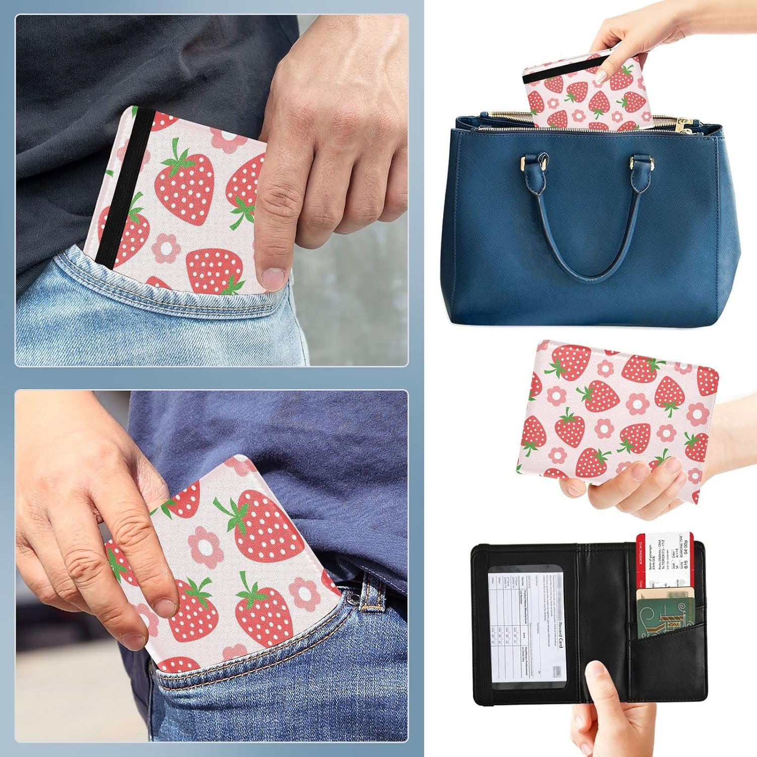Strawberry Fruits Floral Passport Holder Passport Cover image 4