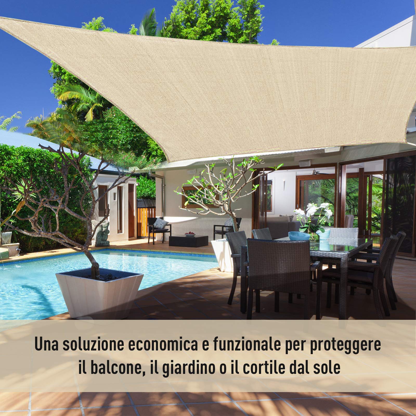 Outsunny Carré 12 Voile d'ombrage UV Couverture jardin Sable