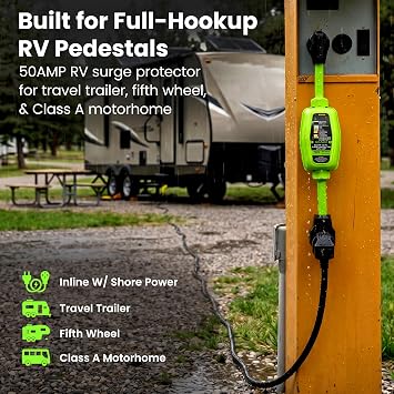 GEARit 50 Amp RV Surge Protector with WiFi and App Support - Real Time Monitor V/A/W, NEMA 14-50P/R 7200J, Waterproof Outdoor for RV Camper Travel Trailer