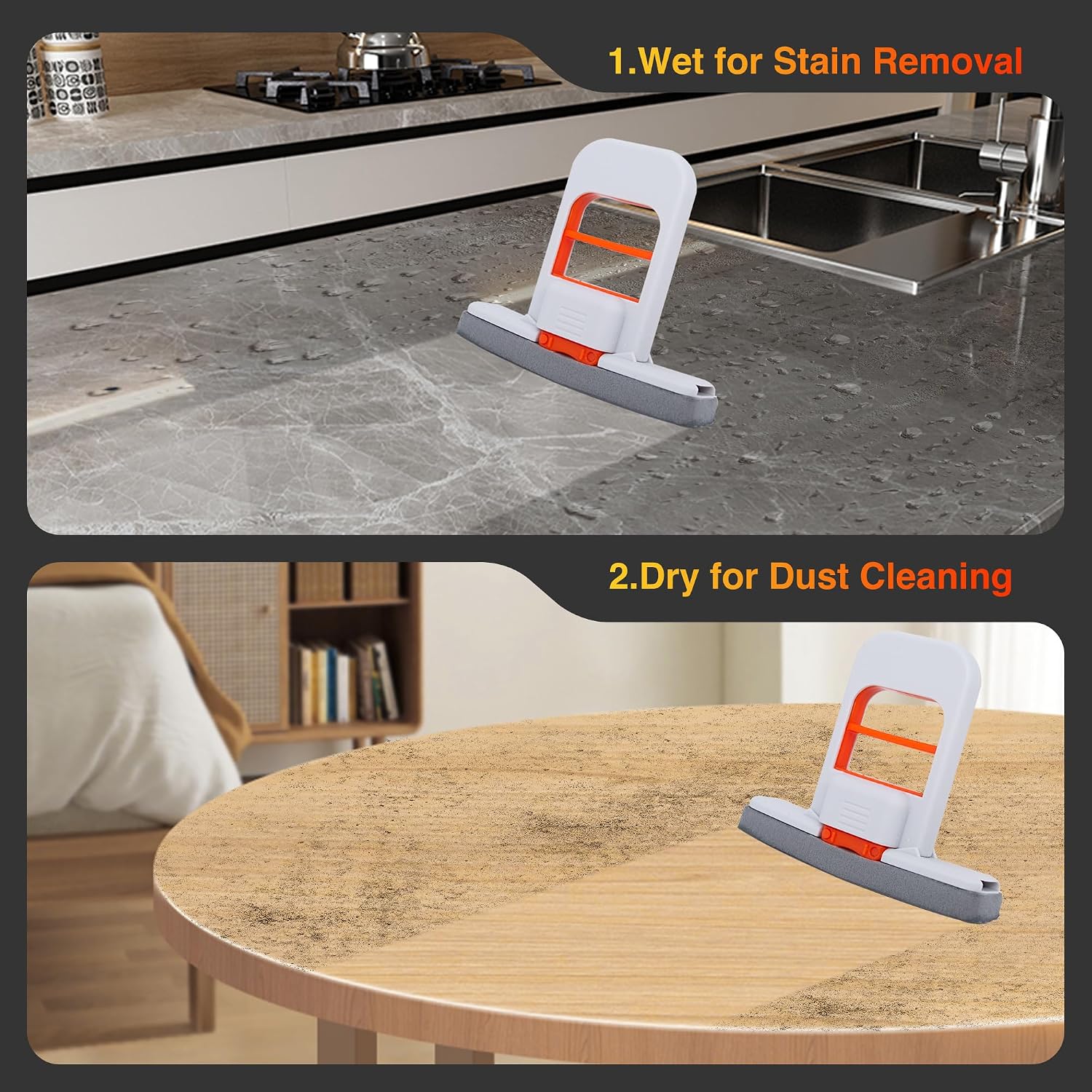 Mini Foldable Desktop Mop, Sponge Mop, Wet and Dry Use Cleaning System.