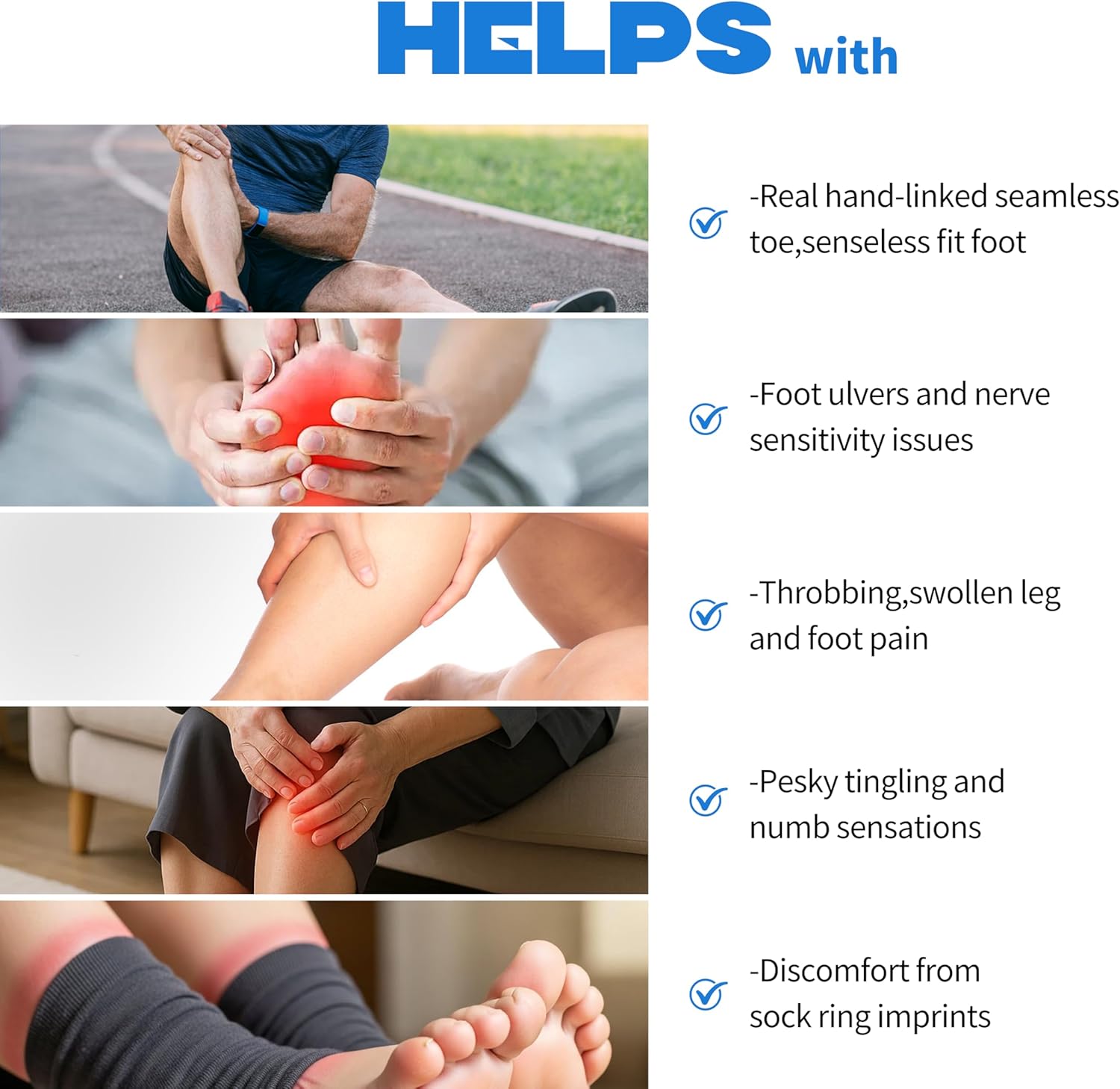 Forcool Merino Wool Non Binding Loose Top Cushioned Sole Dress Crew Diabetic Socks for Men and Women, M/L/XL, 3 Pairs - Image 7