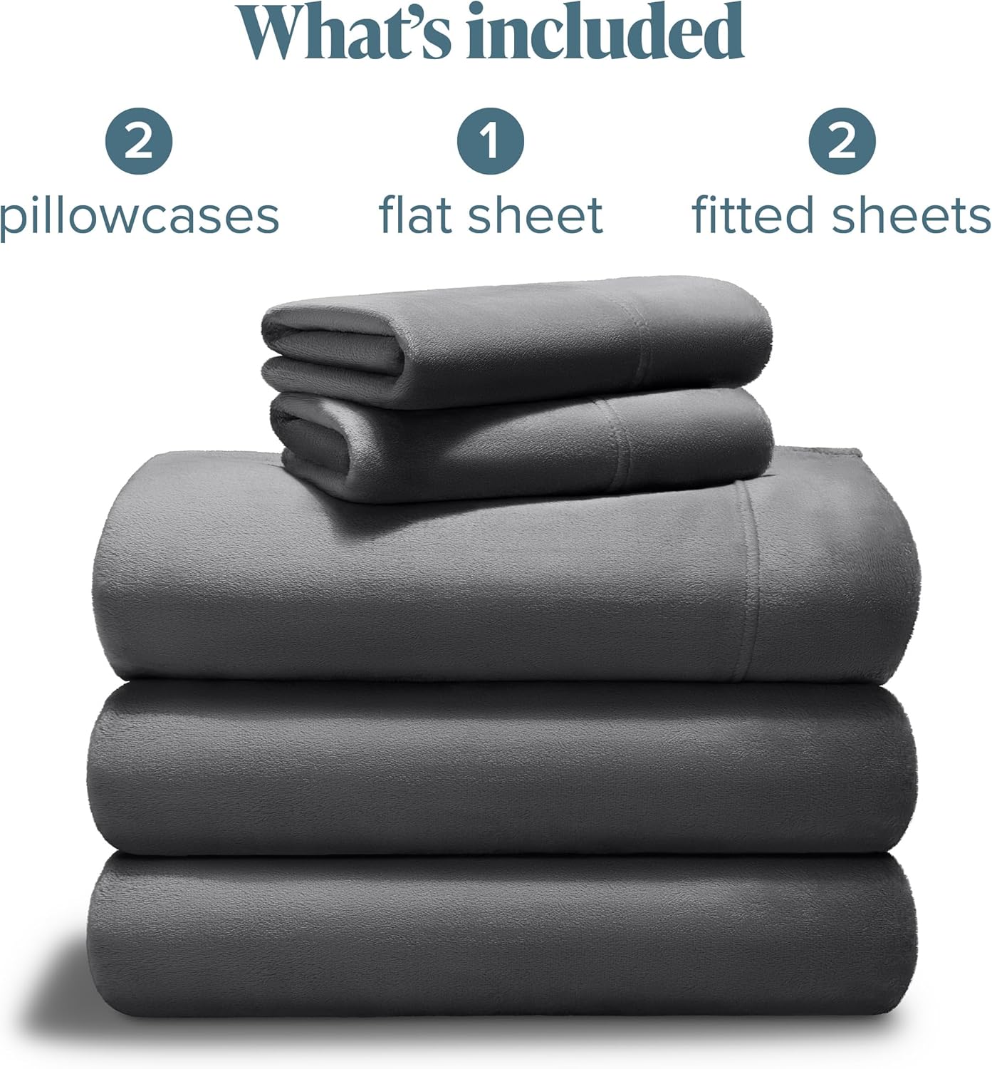 Bare Home Microplush Fleece Sheet Set - Queen Size - Ultra Soft Velvet - Cozy & Warm - Plush All-Season Comfort - Wrinkle Resistant - Deep Pocket Fit - Non-Pilling Sheets (Queen, Grey)