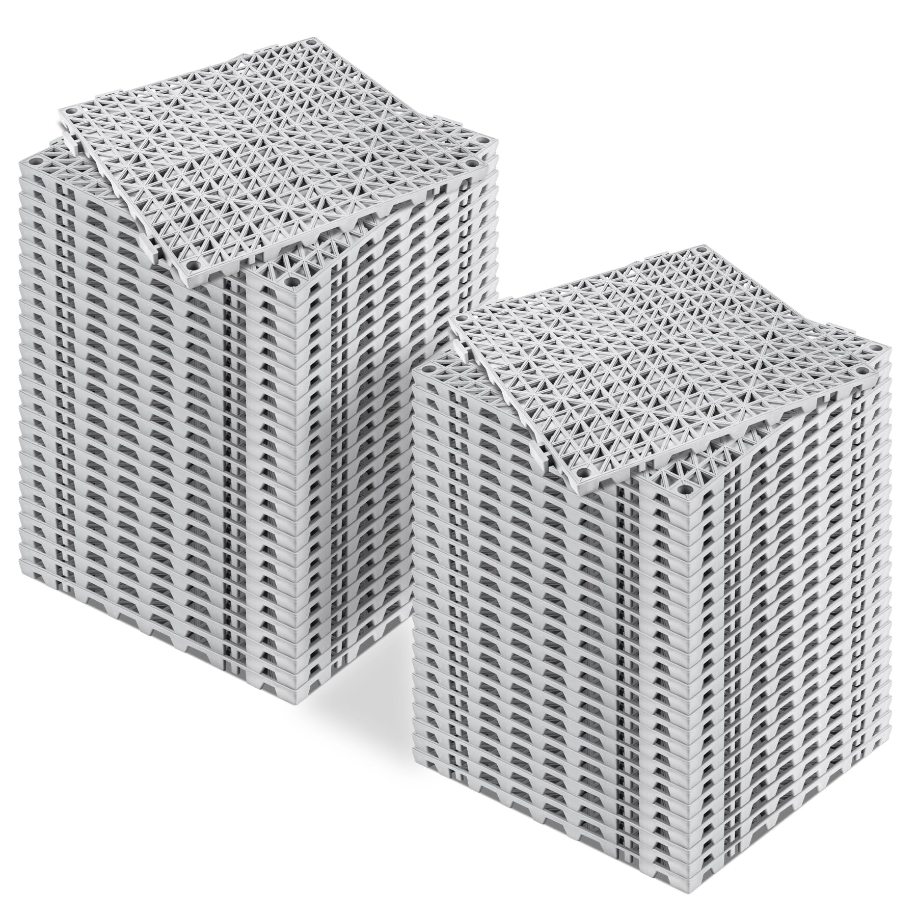 ToLanbbt Modular Interlocking Cushion 55P 11.8" x 11.8" Interlocking Rubber Floor Drain Holes Non-Slip Splicing Drainage Mats for Deck, Shower, Kitchen, Drain Pool, Sauna Bath, Indoor Outdoor (Grey)