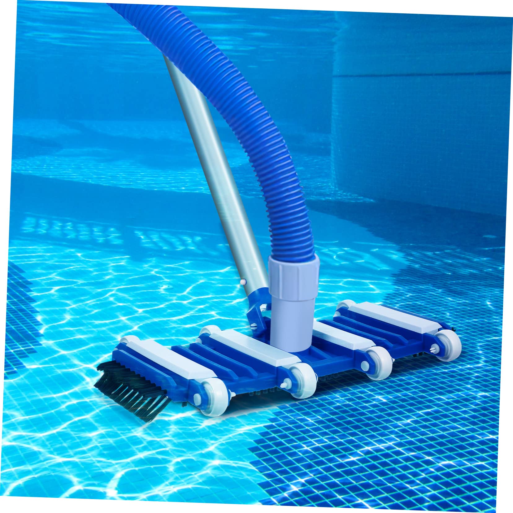 Yardwe Cabezal De Vacío para Piscina Accesorio De Limpieza con Cepillos Y Ruedas Integradas Compatible con Postes Telescópicos para Limpieza Manual De Piscinas Y SPA