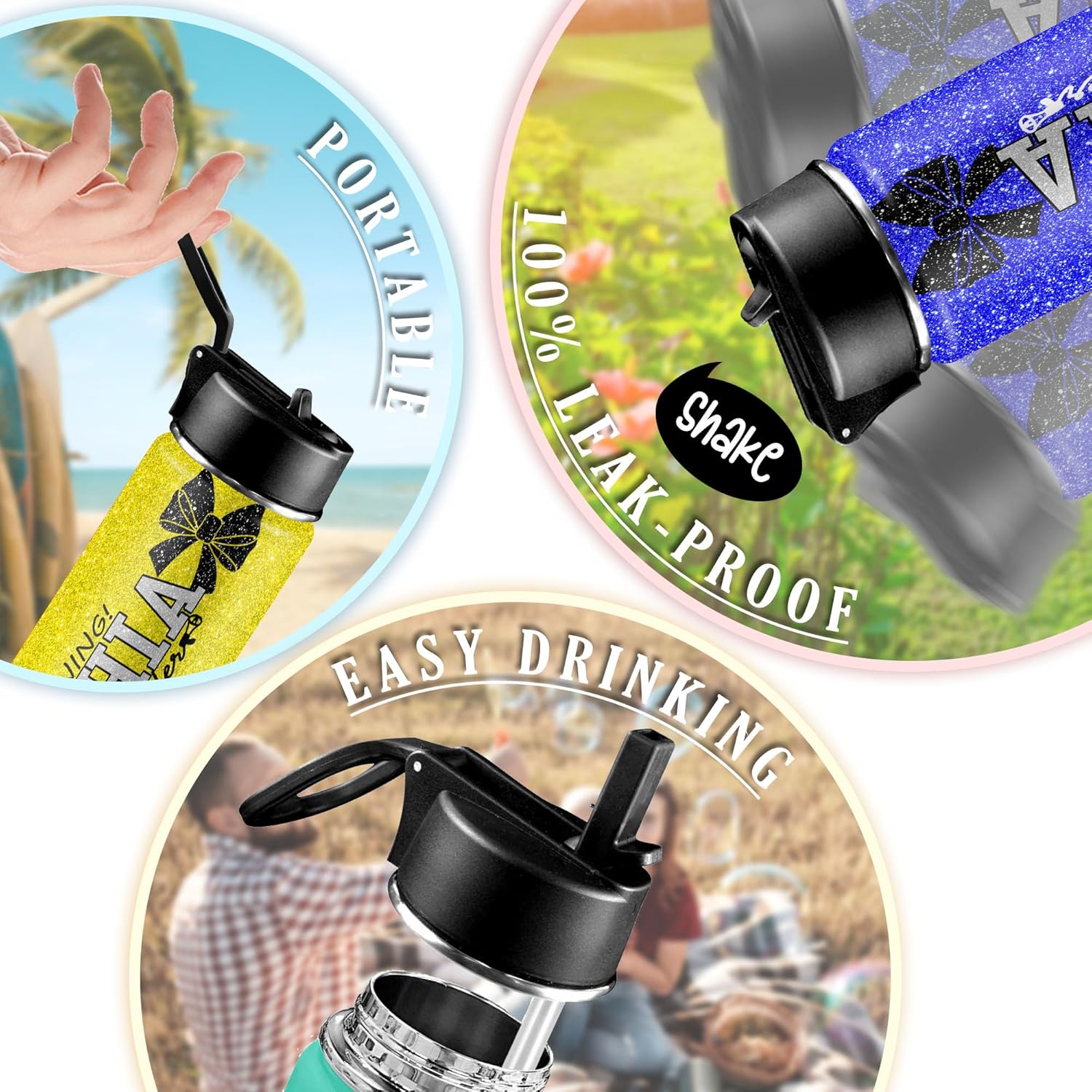 Personalized Cheerleader Water Bottles with Name 18 oz, Insulated Stainless Steel Sports Bottle with Spout Lidw, Cheerleader Gift Bulk for Team, Squad Gifts - Image 5