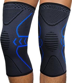 HiRui Knee Brace Knee Compression Sleeve [2 Pack] for Men Women - Knee Support for Running, Basketball, Weightlifting, Gym, Workout, MTB, Arthritis, ACL, Meniscus Tear, Pain Relief (Blue, Large)