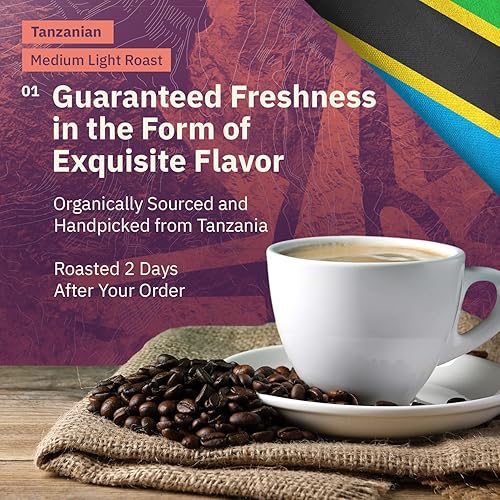 Miniatura 2 de Café de grano entero Peaberry de Tanzania - Origen único, tostado medio claro, café tostado por encargo de grado especial, Comercio Justo y sin OGM