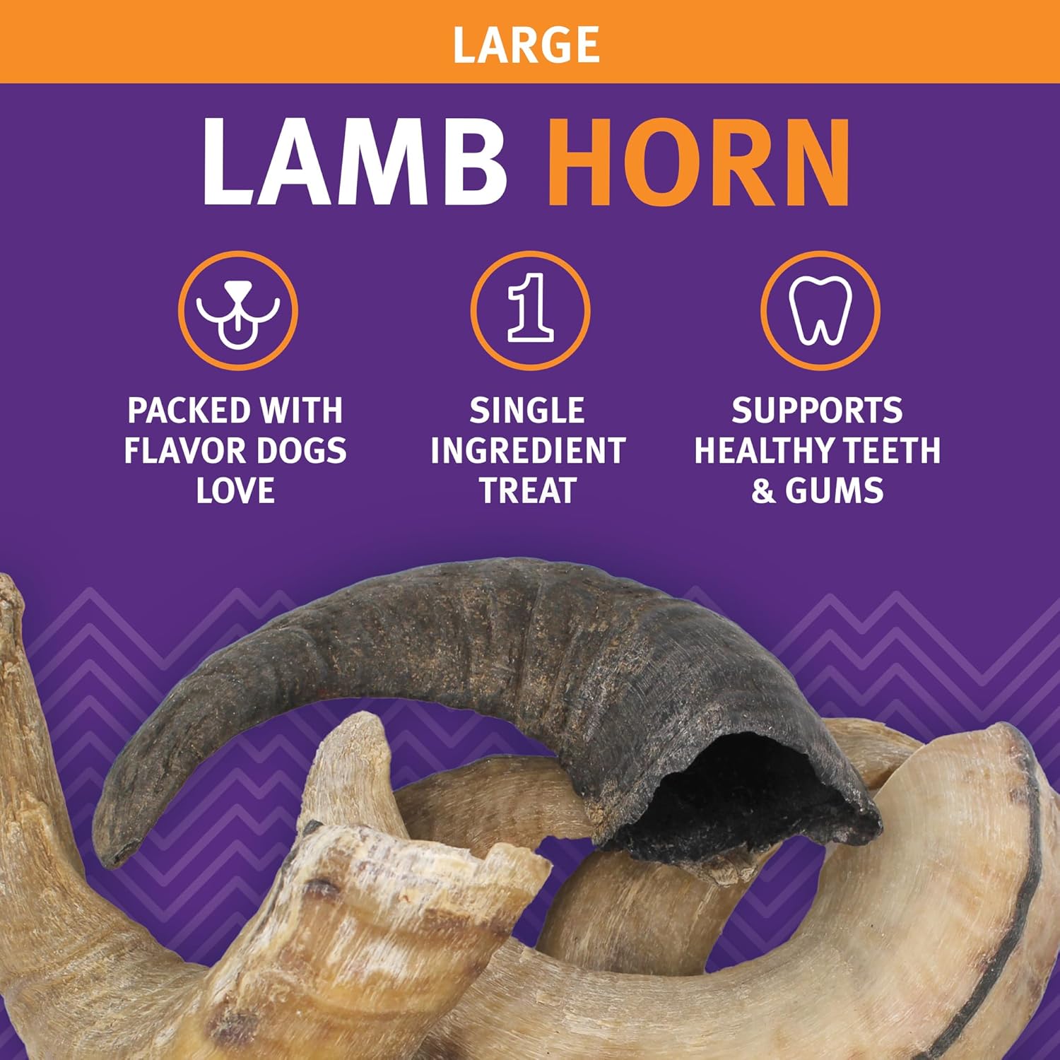 Icelandic+ Lamb Horn: Large - 12 Pack - 7" Dog Chews, Long-Lasting Crunchy Treat, Med & Lg Dogs, Keratin, All-Natural, Pet Snack, Edible & Digestible