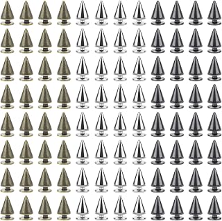 Favordrory 7mmx10mm Bullet Cone Spike and Stud Metal Screw Back for DIY Leather Crafts, 240 PCS (Silver, Black, Bronze)