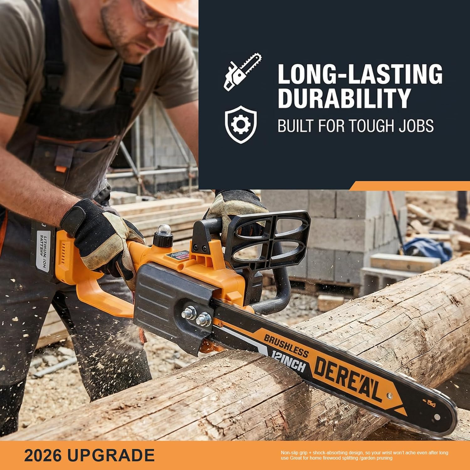 Electric Brushless Chainsaw Cordless, 12" Electric Chain Saw, 20V Battery Power Chain Saw for Tree Trimming and Branch Wood Cutting with 2 * 4.0Ah Battery and Charger