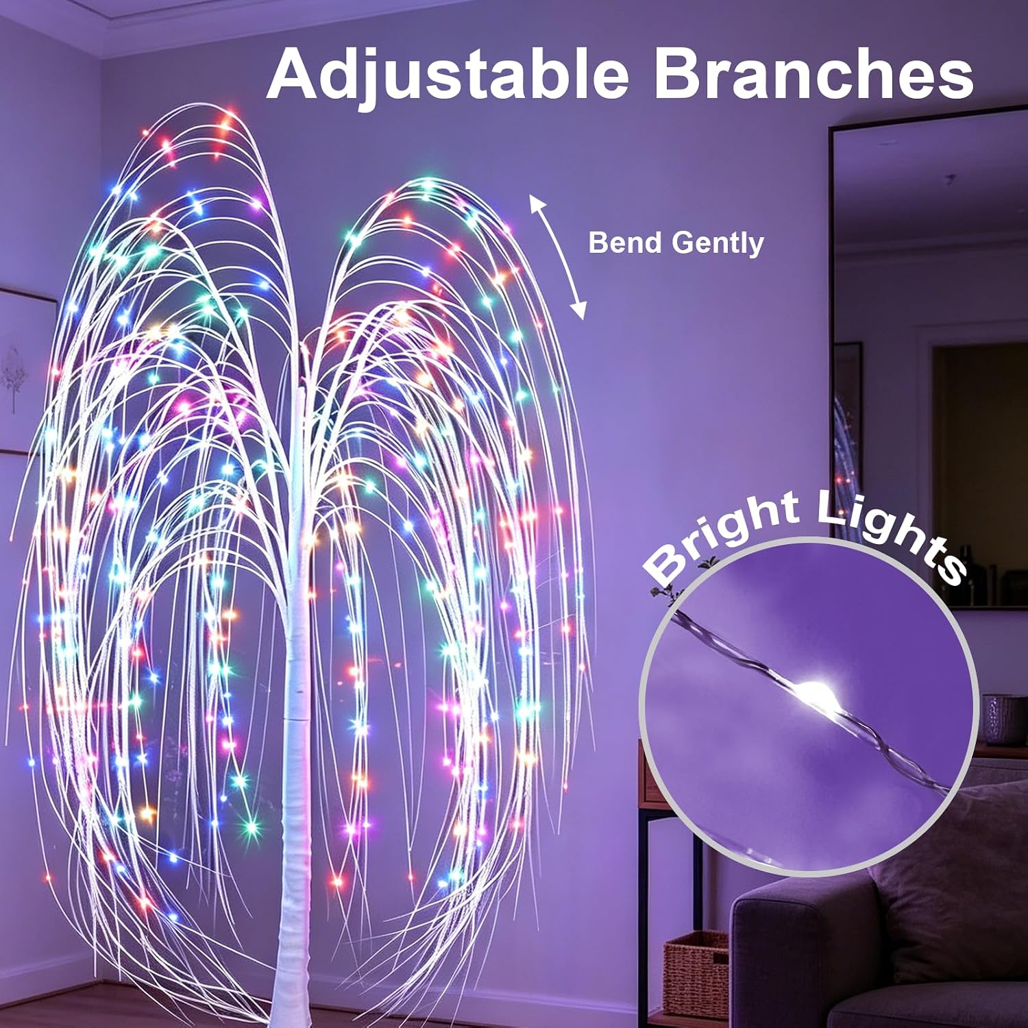 5FT Lighted Weeping Willow Tree, 216 LED for Party Home, Multicolor | 32 colors, Courtyard, terrace, garden, wedding, party, birthday, gift, Christmas, Halloween, Thanksgiving, Valentine's Day
