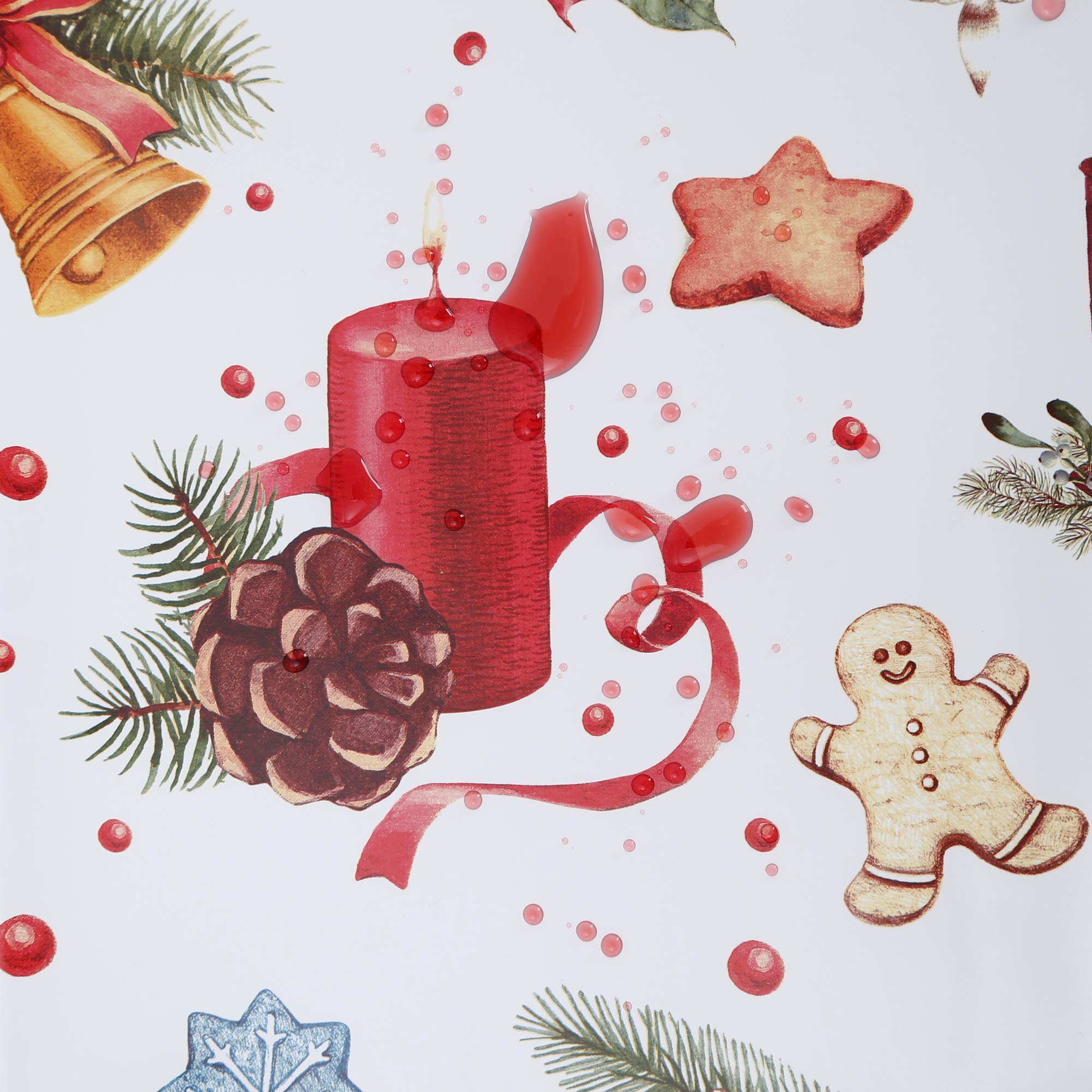 Mantel de Navidad - Cubre Mesa Navideño con Reverso de Franela, Antimanchas, Fácil de Limpiar, Mantel Rectangular Impermeable para Navidad (Fiesta, 140x140)