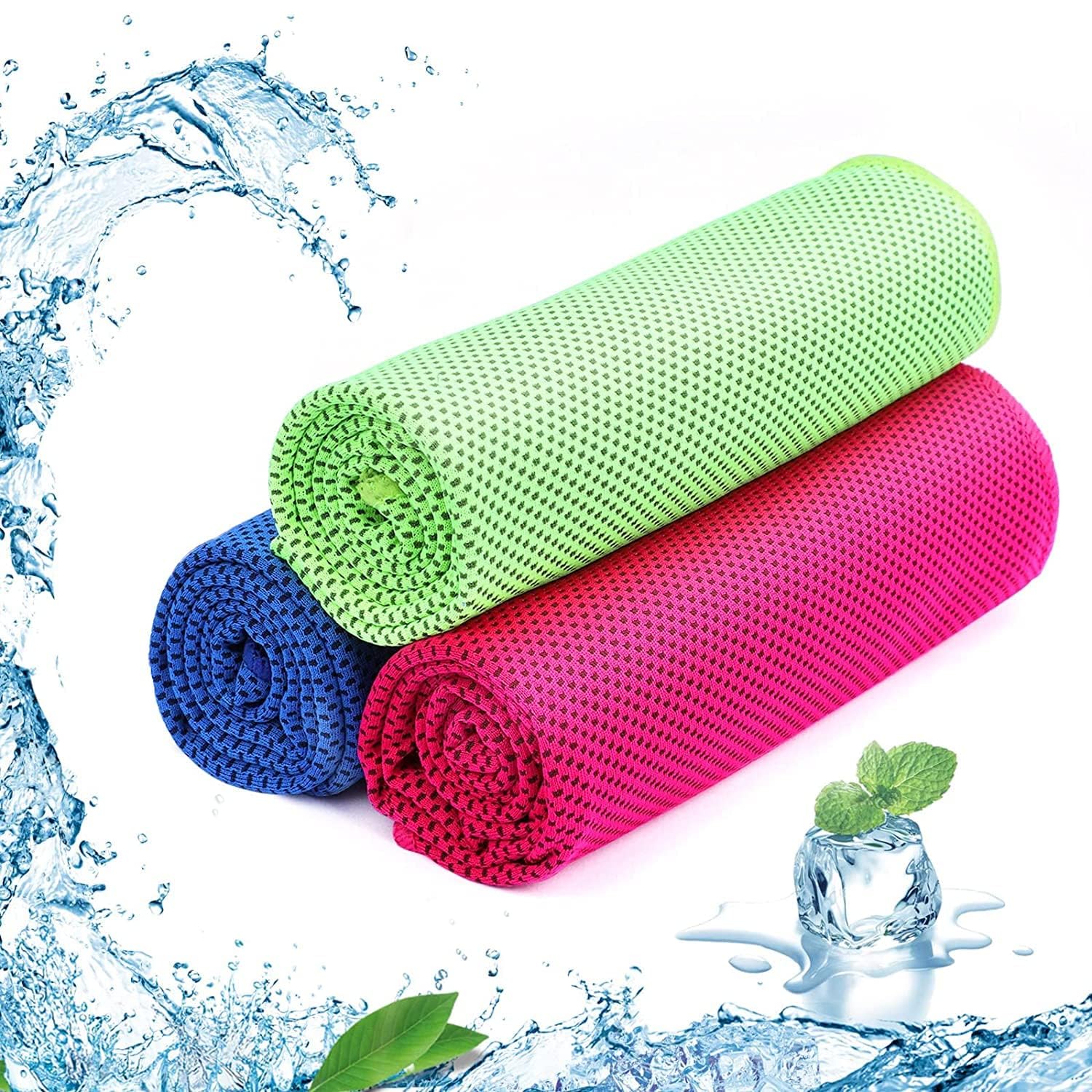 MYTHOS 3 Pack Cooling Towel, Soft Breathable Chilly Towel, Ice Towel, Microfiber Towel for Yoga, Sport, Running, Workout,Gym, Camping, Fitness, Workout & More Activities(Multicolor),(40"x12") Inches