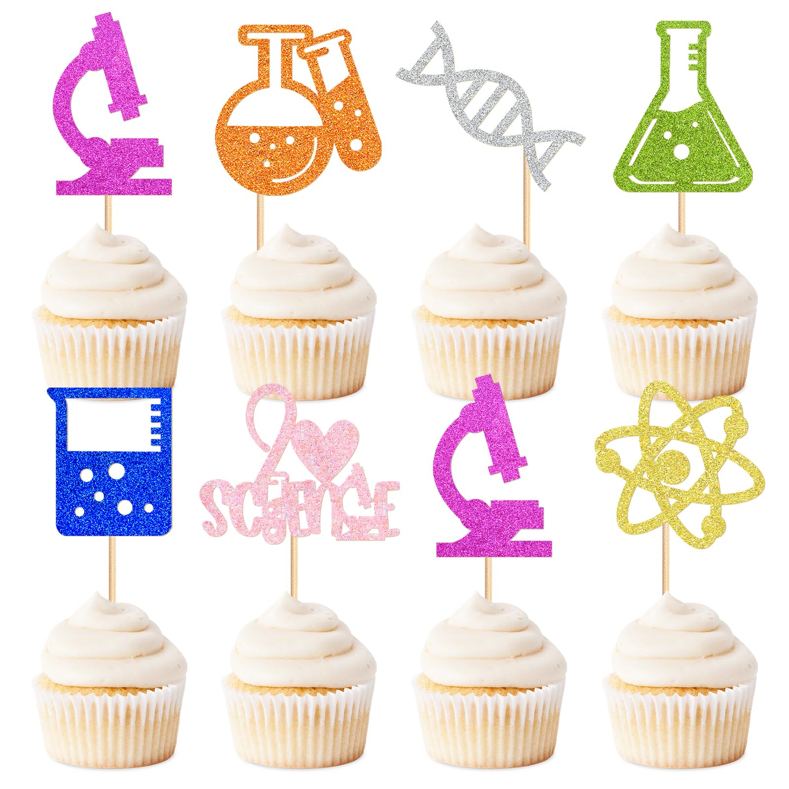 35 Pack Science Cupcake Toppers - I Love Science Baby Shower Kids Astronomy Biology Chemistry Physics Theme Birthday Party