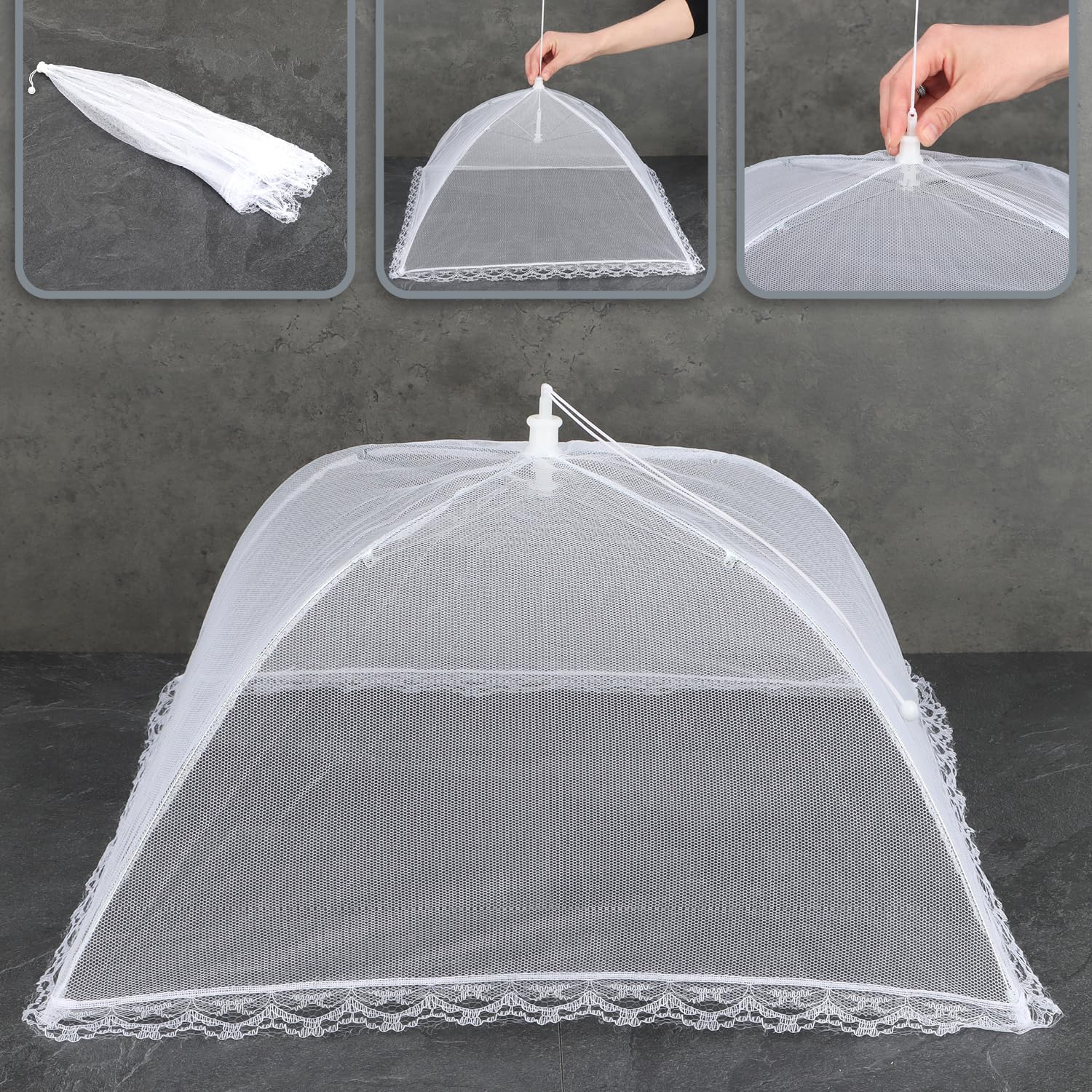 com-four® 4X coperture antimosche - coperture per Alimenti - coperture antimosche per Cibo, Cibo, Frutta - coperture e coperture antimosche - 44 cm (04 Pezzi - Bianco)