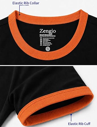 Zengjo Men's Ringer Tee Crewneck Athletic T Shirts Short Sleeve Sport Shirt