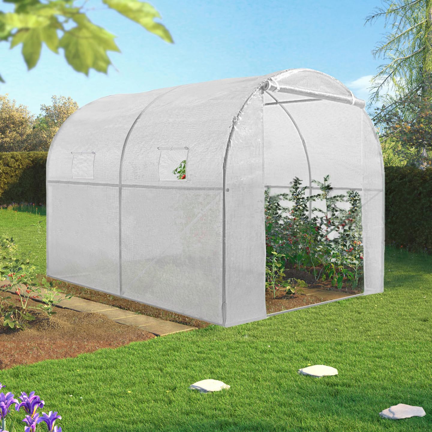 IDMarket - Serre Tunnel de Jardin 4 Saisons 6M² Blanche Gamme maraîchère Roma 2x3M
