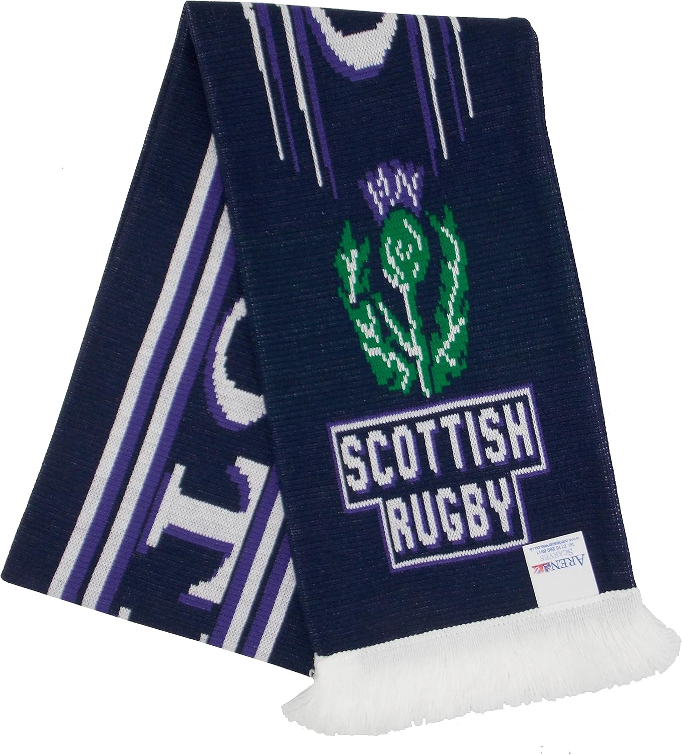 Arena Scarves Scotland Rugby Supporters Scarf, White, Purple, Navy, Green - Image 3