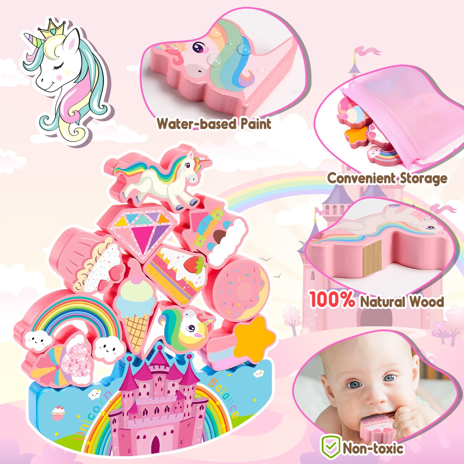 DejaNard Giochi Bambini 2 3 4 Anni, Regalo Bambina 2-6 Anni Unicorno Bambina Regalo Giochi Bambina Gioco Bambina 3-6 Anni Femmina Giochi Montessori 2 3 4 Anni Regali di Natale