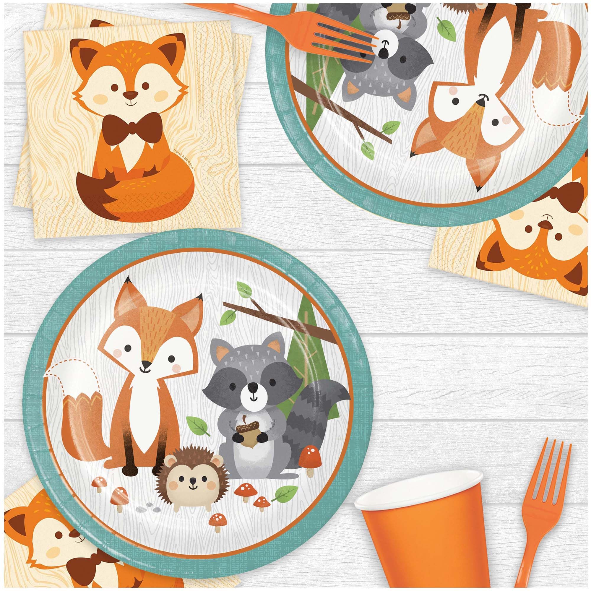 Fox Party Supplies – 16-teiliges Set Mit Desserttellern & Servietten, Fuchs-Motiv Für Wald-Party