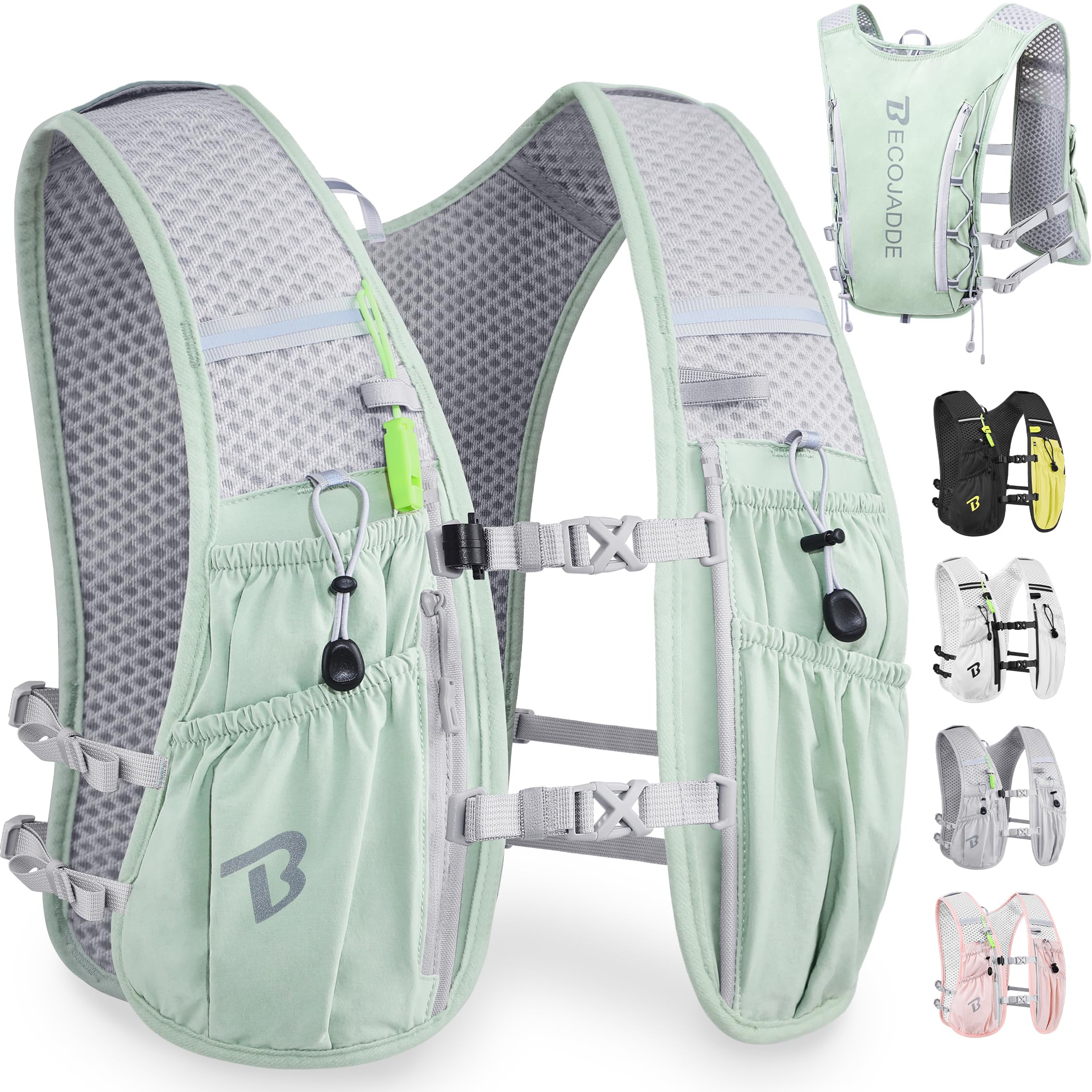 BECOJADDE Running Vest Women 5L Hydration Backpack Lightweight for Mens Womens, Running Backpack Hydration Pack for Marathon, Trail, Cycling, Hiking, Jogging — view 10