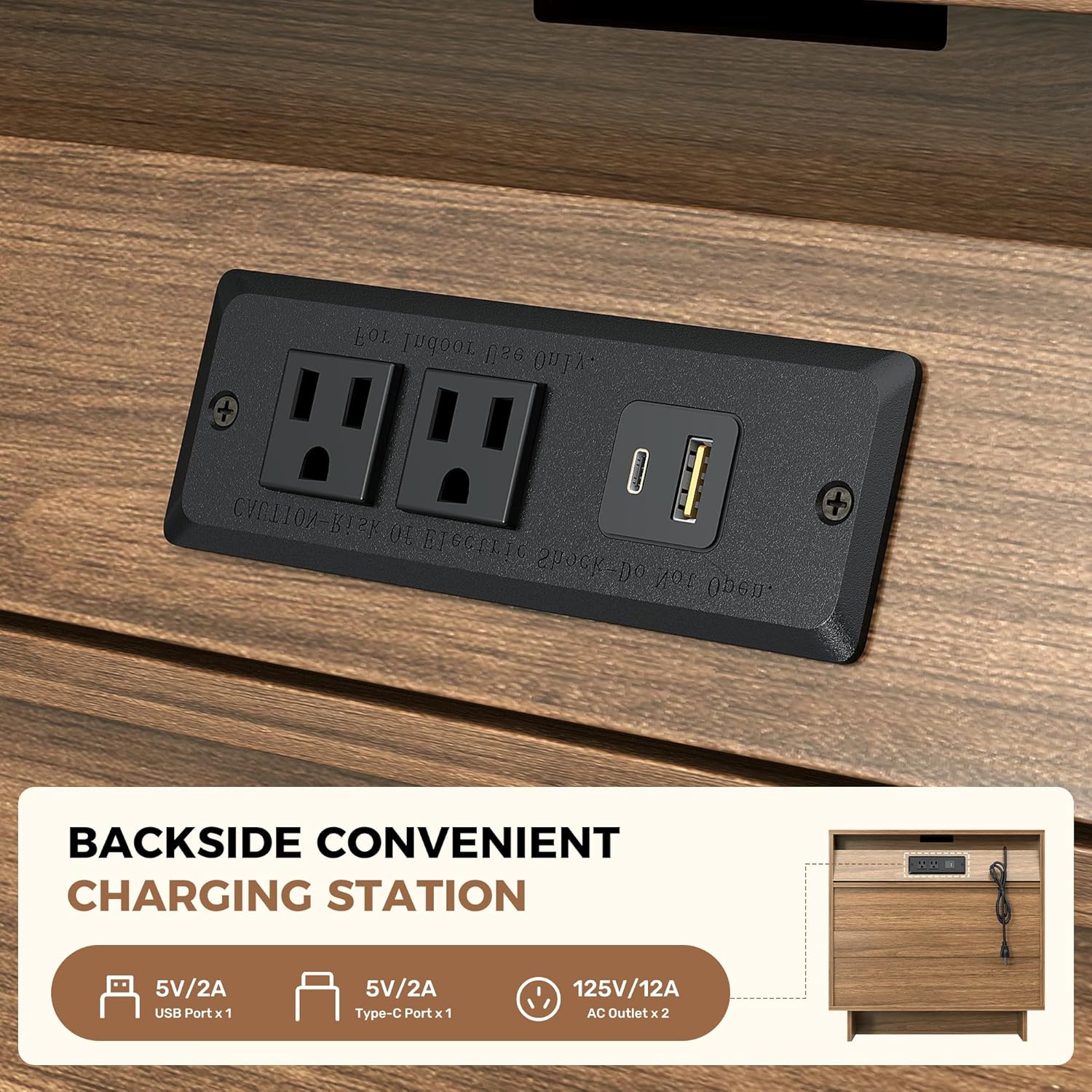 Miereirl Night Stand with 3 Drawers, Modern Nightstand with Large Storage, Silent Slides Charging Station Bedside Table, Walnut Oak