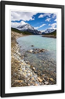 Bow River Vertical Photography Print. Banff Framed Tall Wall Art.