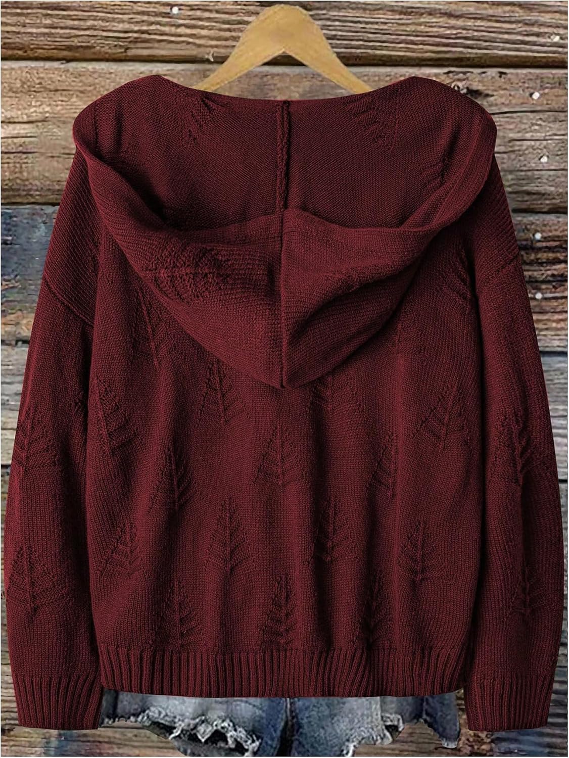 Women's Plus Size Hooded Sweaters Long Sleeve Knitted Jumper Pullover Tops Retro Fall Outfits