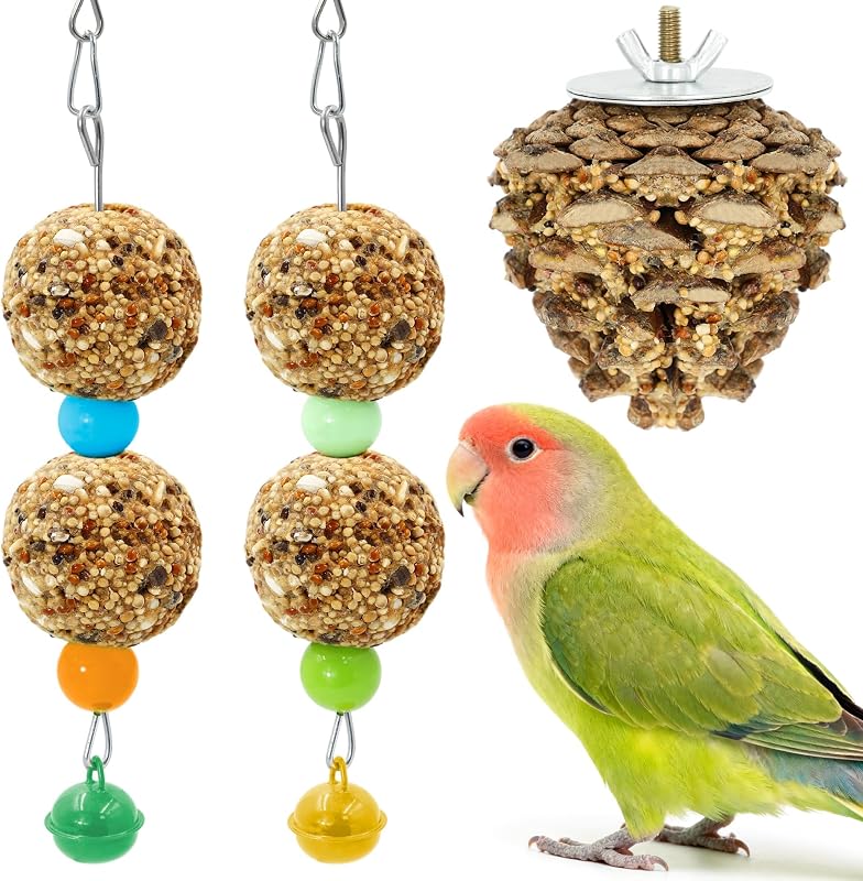 Petisco para Aves com Grãos Naturais e Pinhas para Roer Jevnd, Pacote com 3
