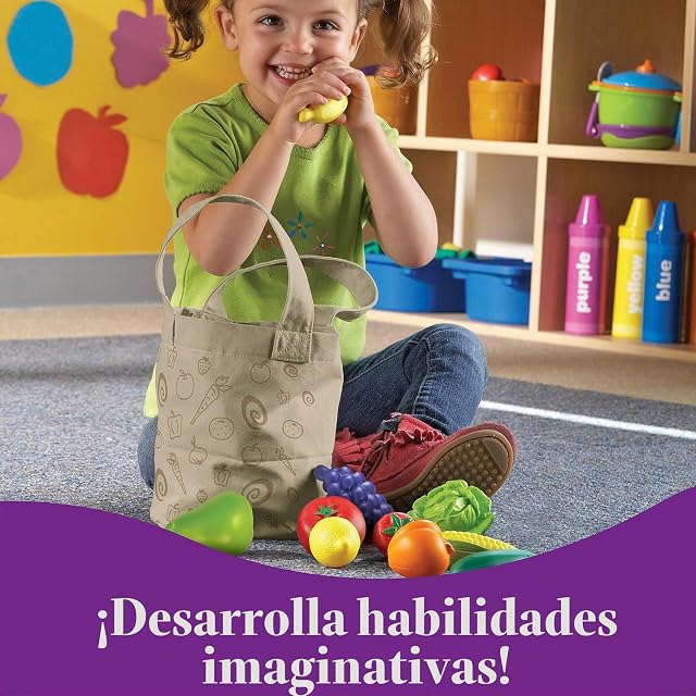 Foto 6 de 8 de Learning Resources Bolsa de Frutas y Verduras Fresh Picked Fruit & Veggie Tote, Juego de simulación, 17 Piezas