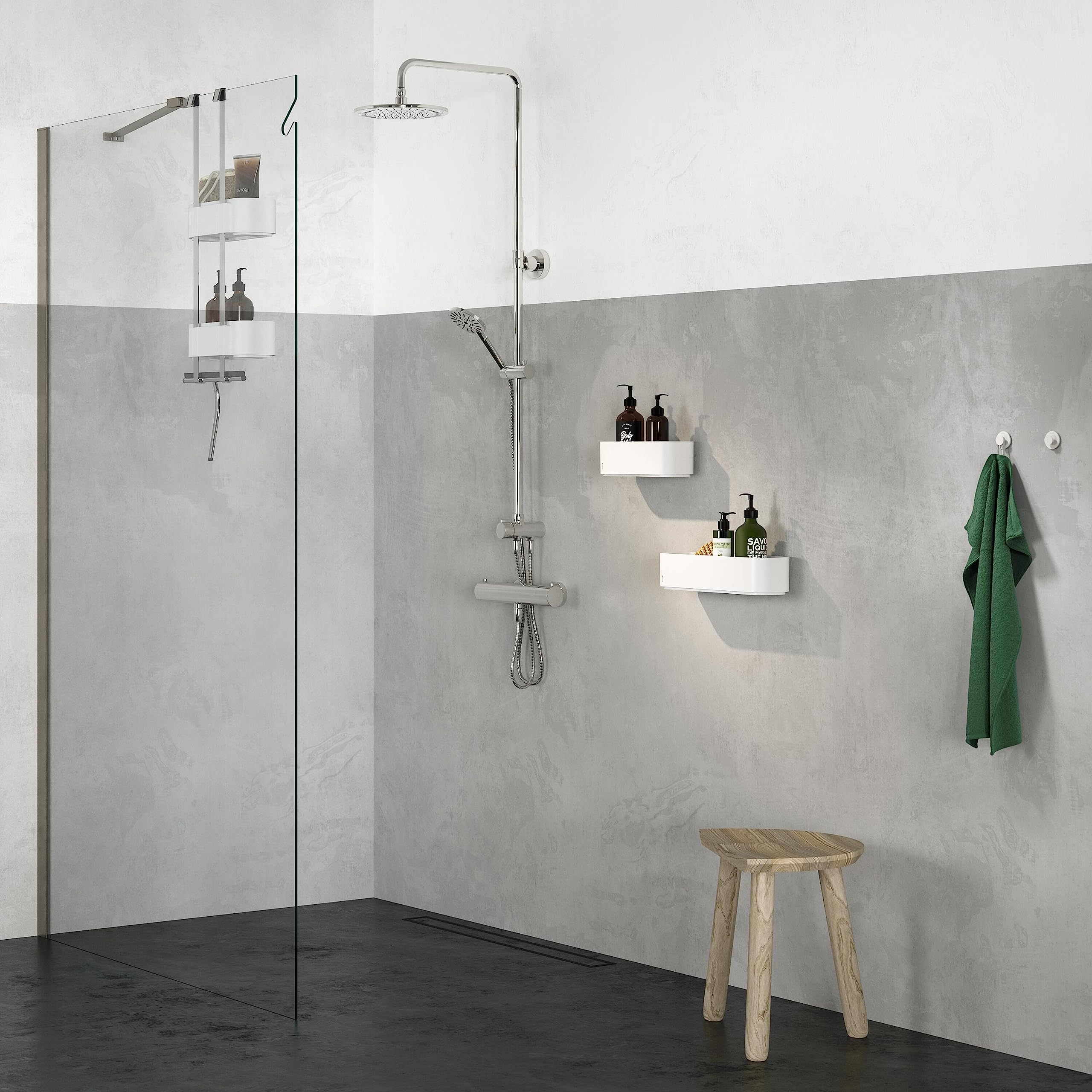 Tiger 2-Store Estante de Pared o Cesta de Ducha, 35 cm, Blanco
