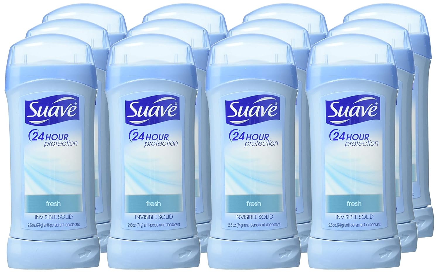 Suave 24 Hour Protection Deodorant, Invisible Solid, Fresh 2.6 oz (6 Pack)