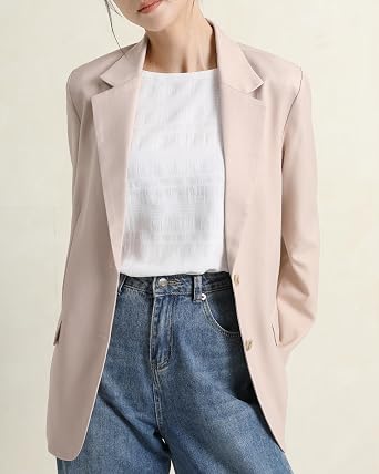 SPRING SEAON Women's Tailored Blazer, Two-Button, Long Sleeve, Simple, Elegant, Adult, Office, Casual