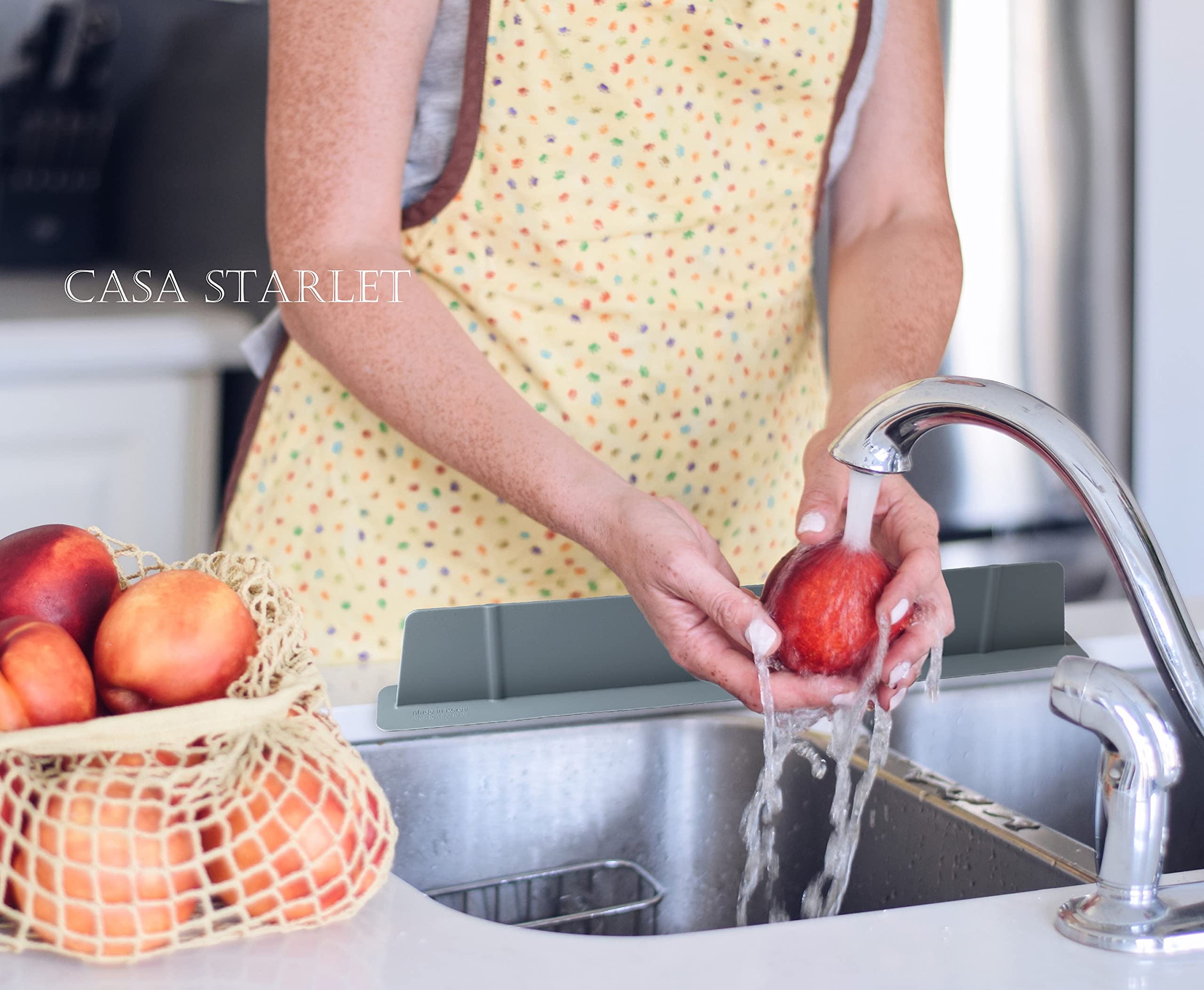 Casa Starlet Sink Splash Guard Eco Gray - Premium Silicone Water Splash Guard for Kitchen, Sink Splash Guard Behind Faucet Made in Korea Designed by Korea… (Eco Gray)