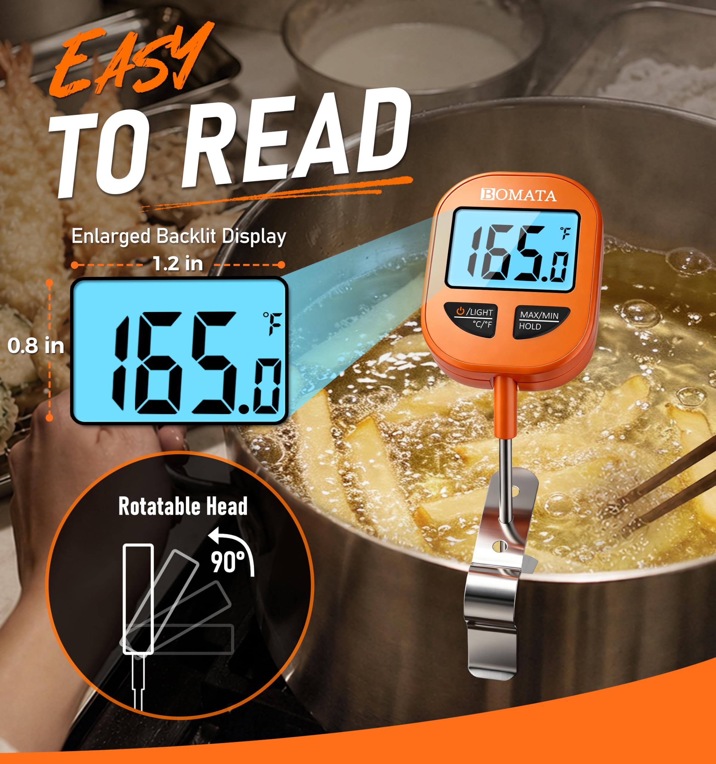 BOMATA Lot de 2 thermomètres numériques à viande et bonbons avec sondes de