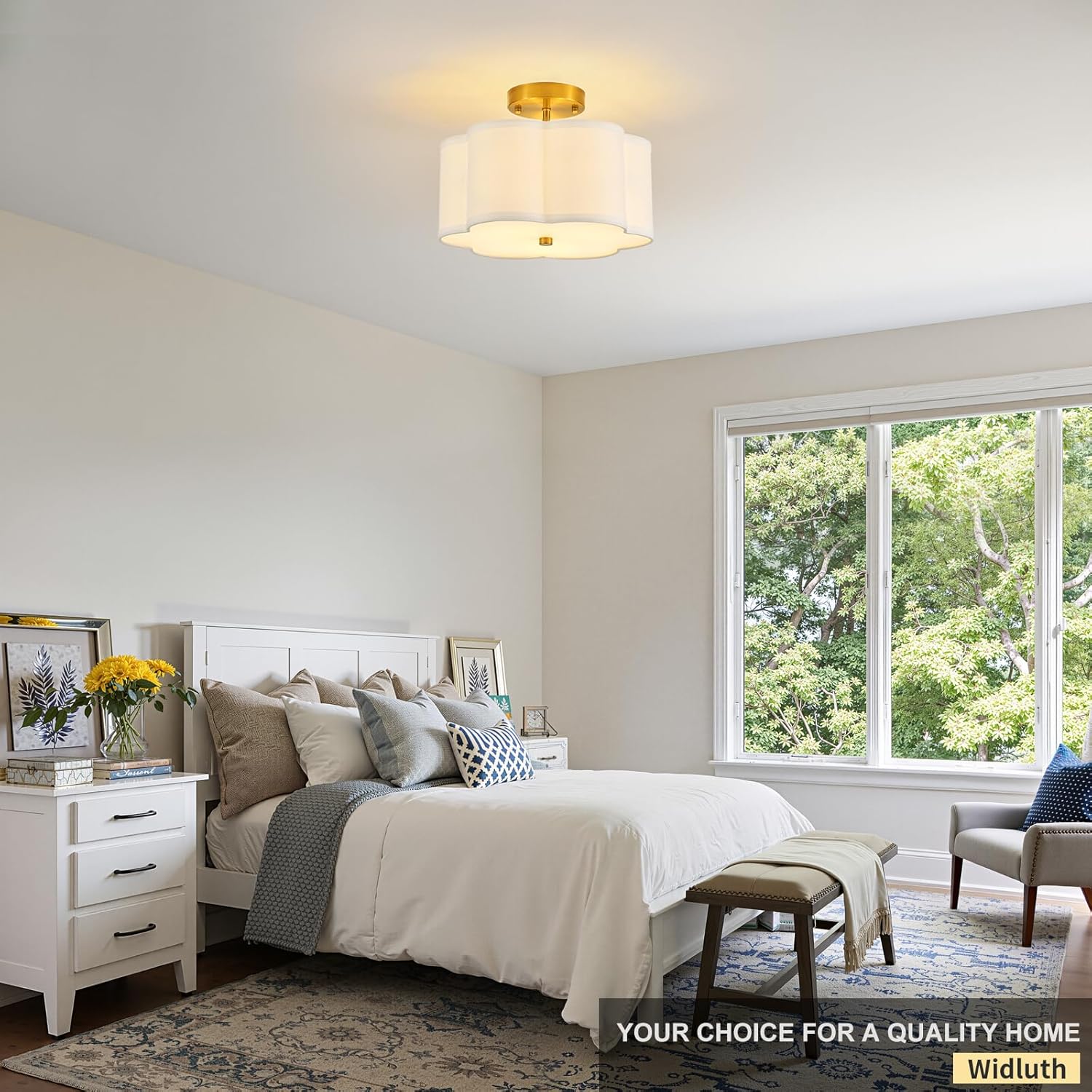 modern semi flush mount ceiling light modern gold 3-lights drum ceiling lighting fixture vintage linen golden ceiling lamp for laundry room, kitchen, basement, dining room, bedroom gold 12.89"