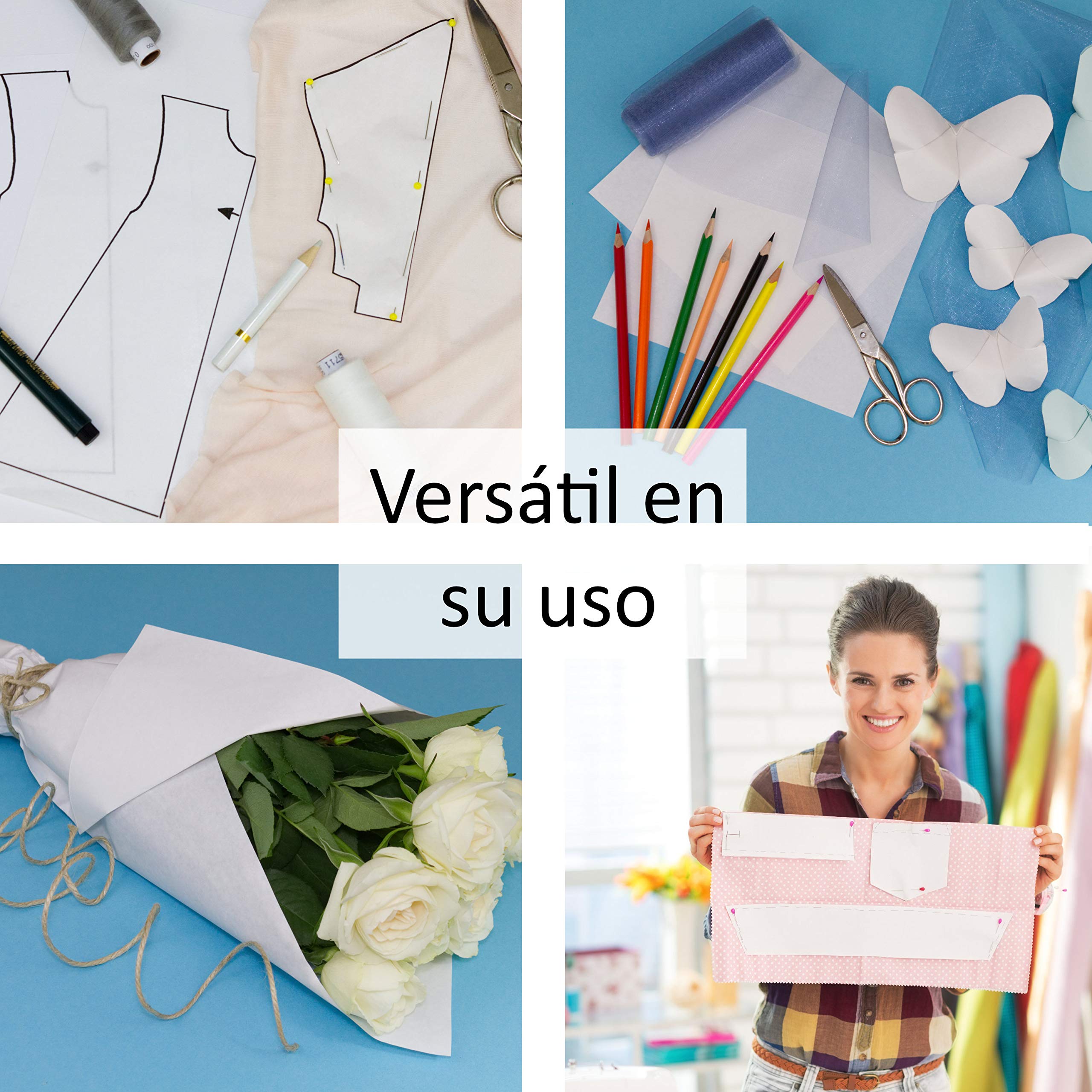 papel de patrón a prueba de lágrimas (91,4cmx50m) trazar los dibujos es fácil! Versátil papel transparente para coser, dibujar, hacer artesanías y papel de seda