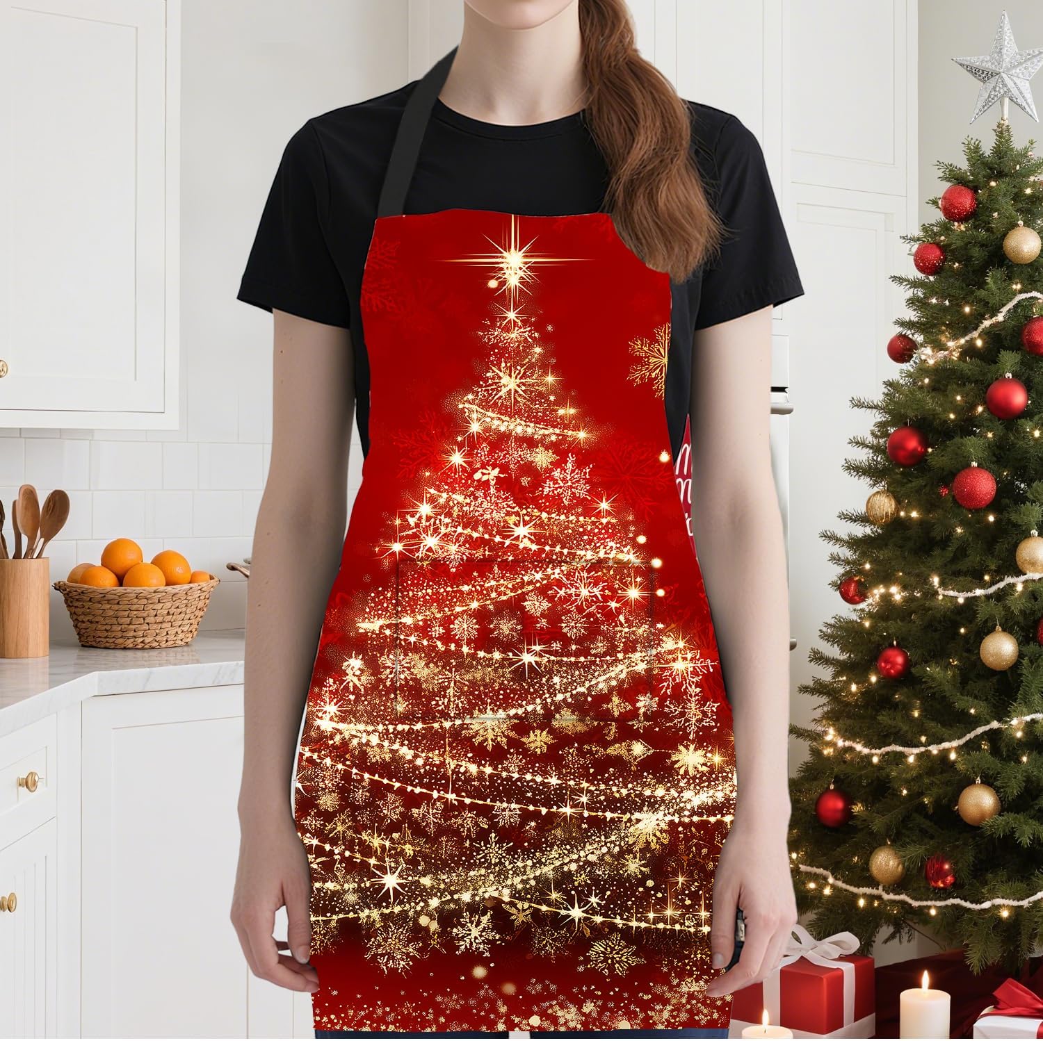 ANNA QUEEN Funny Cat Apron for Women Men with Pockets, Spring Sunflower Butterfly Apron Kitchen Chef Cooking Aprons