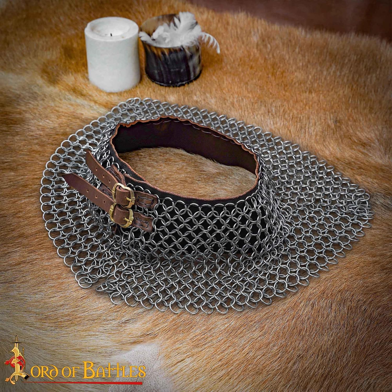 Lord of Battles Chainmail Collar Medieval Neck Armor – 10mm 16G Butted Rings Mild Steel Maille Collar Neck Protection