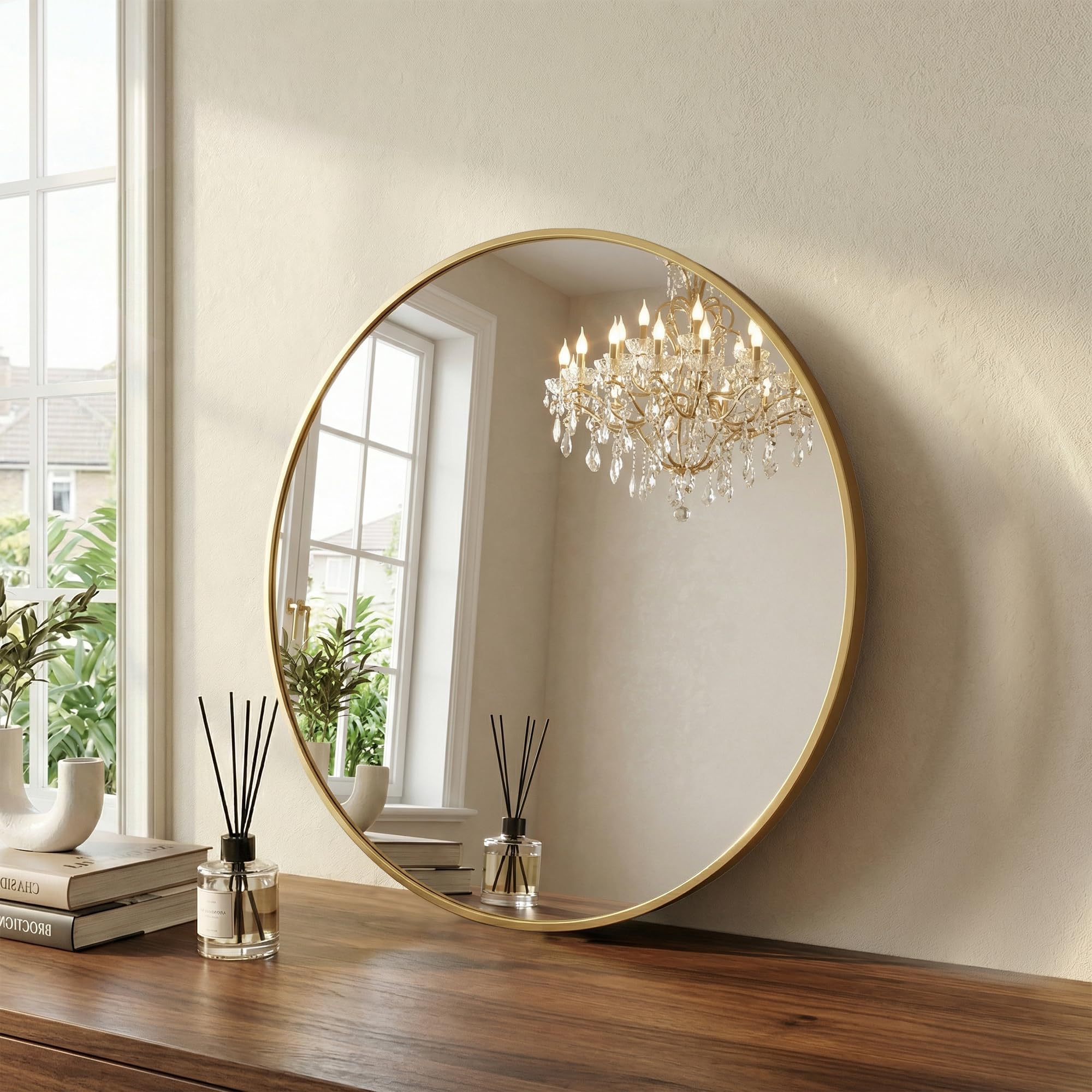 The Best Round Wall Mirrors in 2026 4 HAPPYMONTLLC 20 Inch Gold Round Bathroom Wall Mirror, Round Mirrors for Wall Dec — product photo