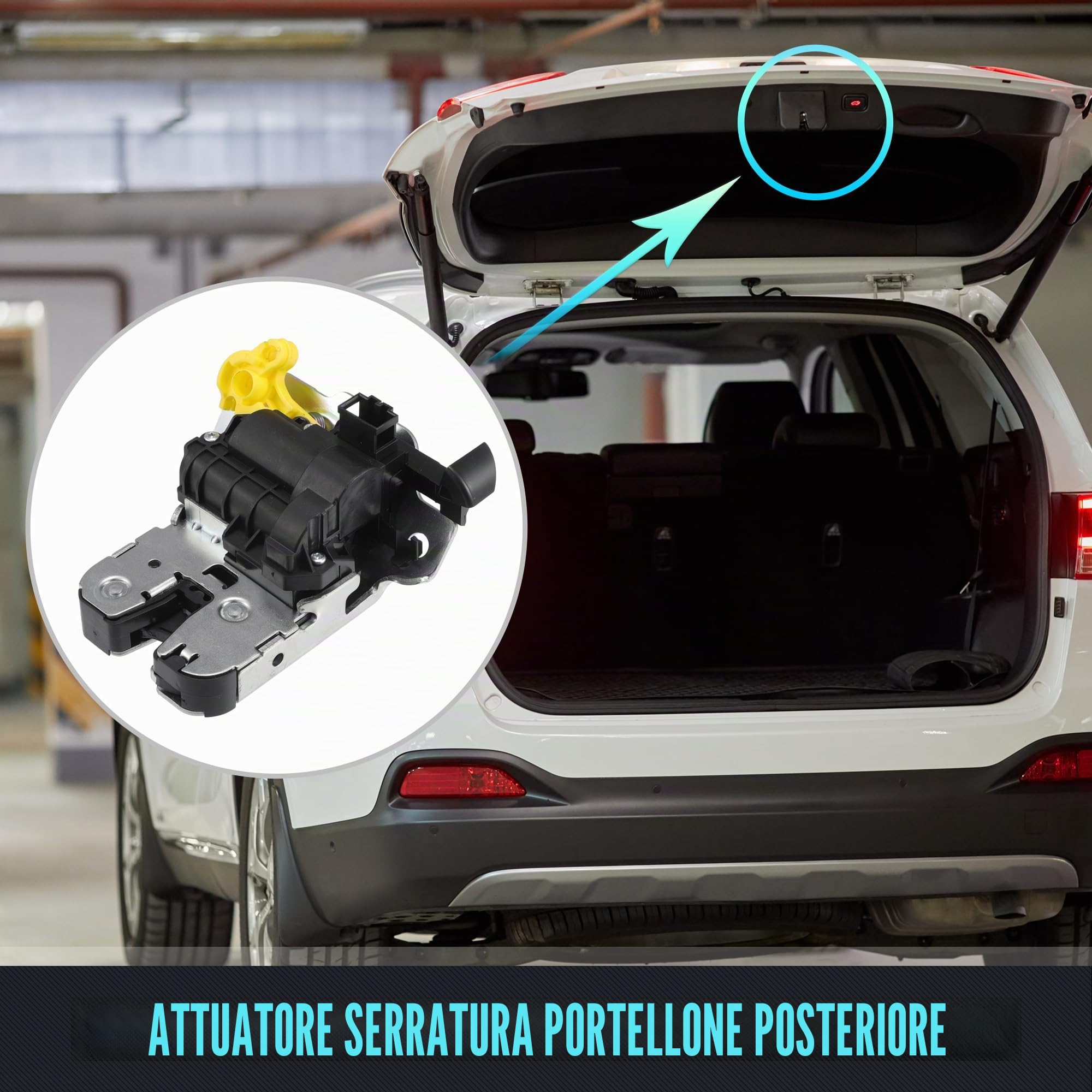 QUARKZMAN Serratura Di Ricambio Portellone Posteriore Per VW Touran 16-23 | Per VW Touareg 18-23, Per VW Arteon 17-23, Per Seat Tarraco 19-23, OE:5TA827505D, Nero, Argento, 12x11x6.5cm